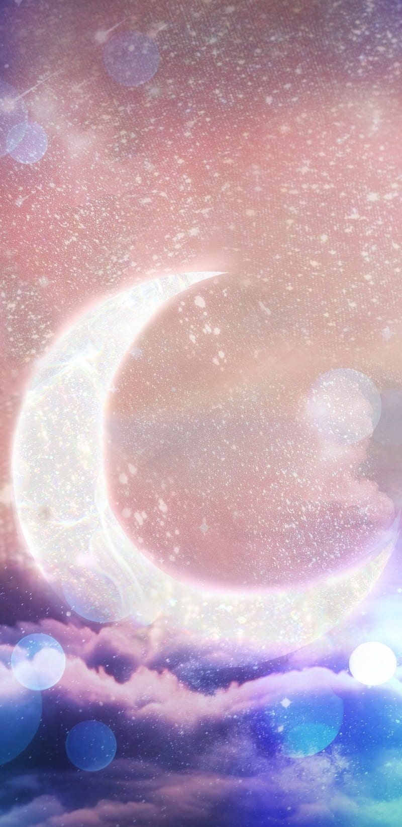 800x1644 Dreamy Sky, aesthetic, moon, pink, sky, HD phone wallpaper
