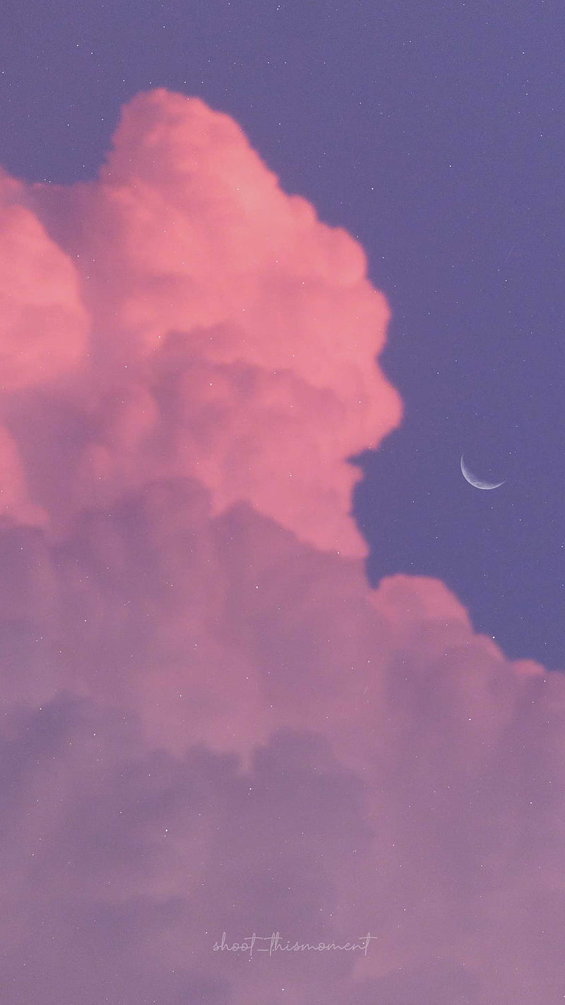 800x1422 Dream lullaby, aesthetic, clouds, crescent, dreamy, moon, pink, purple, sky, HD phone wallpaper