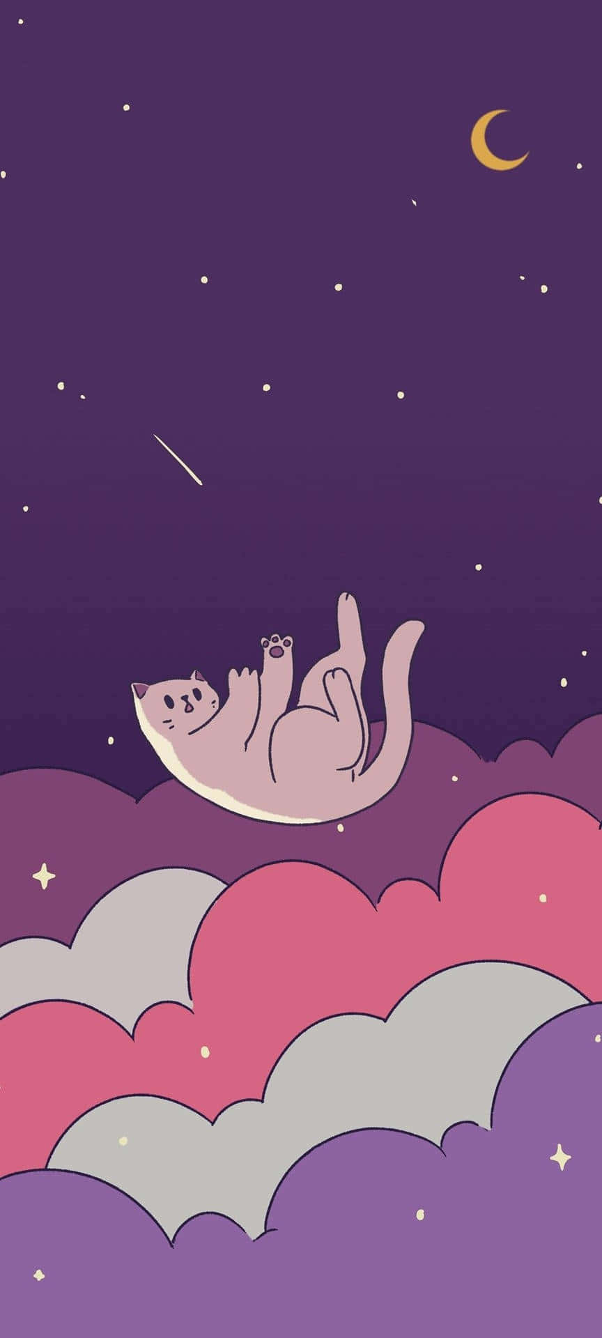 864x1920 Download Dreamy Cat On Clouds Aesthetic Wallpaper
