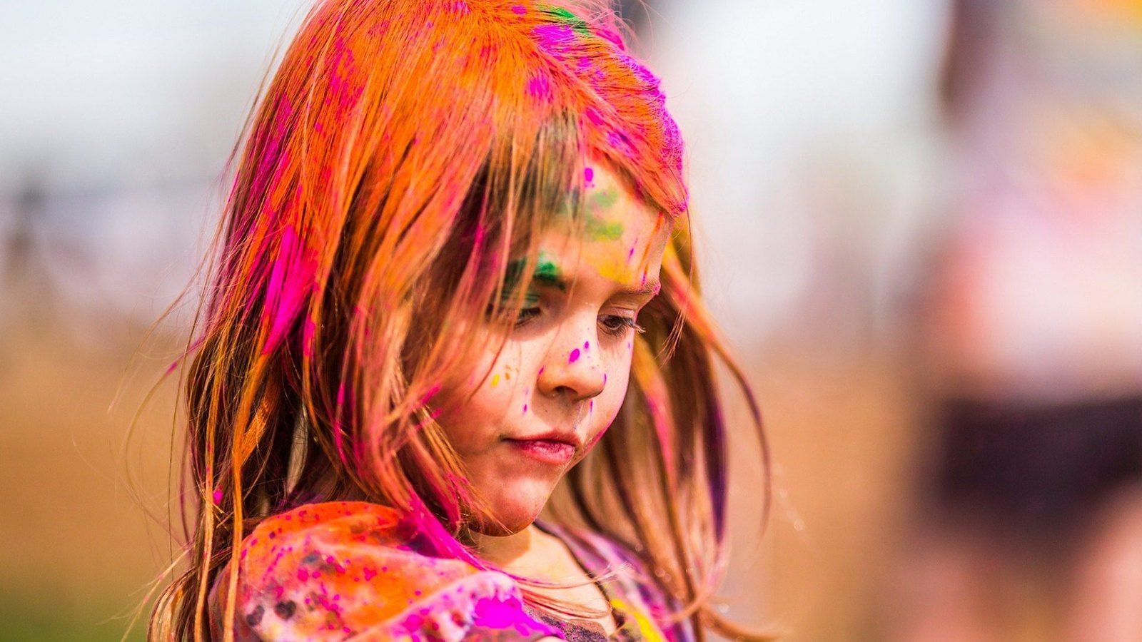 1600x900 Cute Girl Celebrating Holi HD Wallpaper HD Wallp
