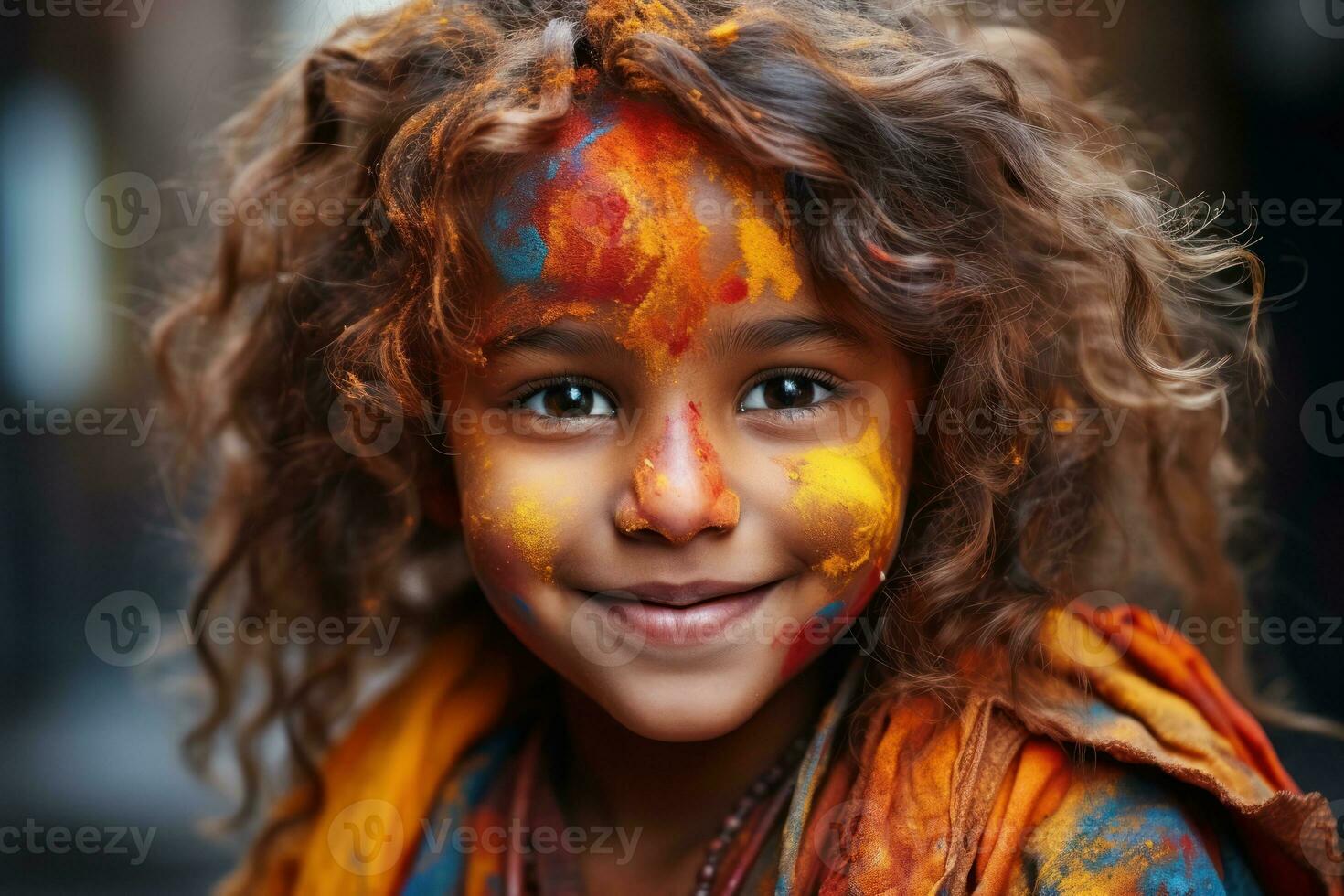 1470x980 AI generated Child girl embracing colorful celebrations, holi festival image HD