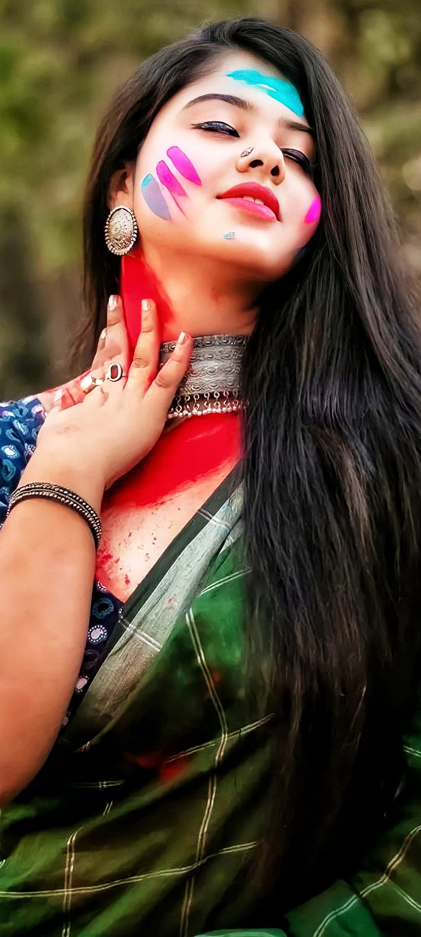 850x1889 Girls holi HD wallpaper