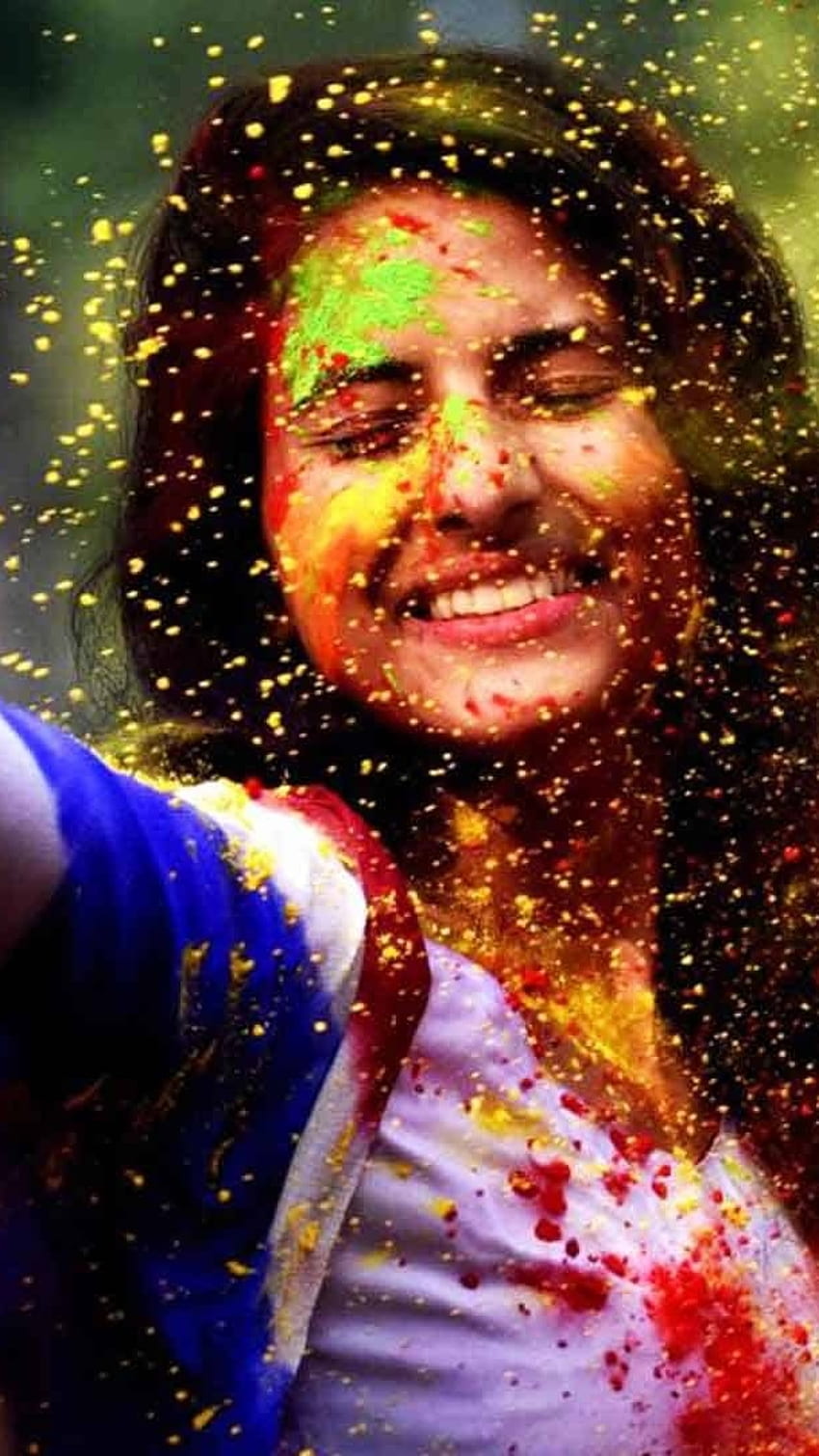 850x1510 Happy Holi, Celebrate Holi, celebrate, holi, cute girl HD phone wallpaper