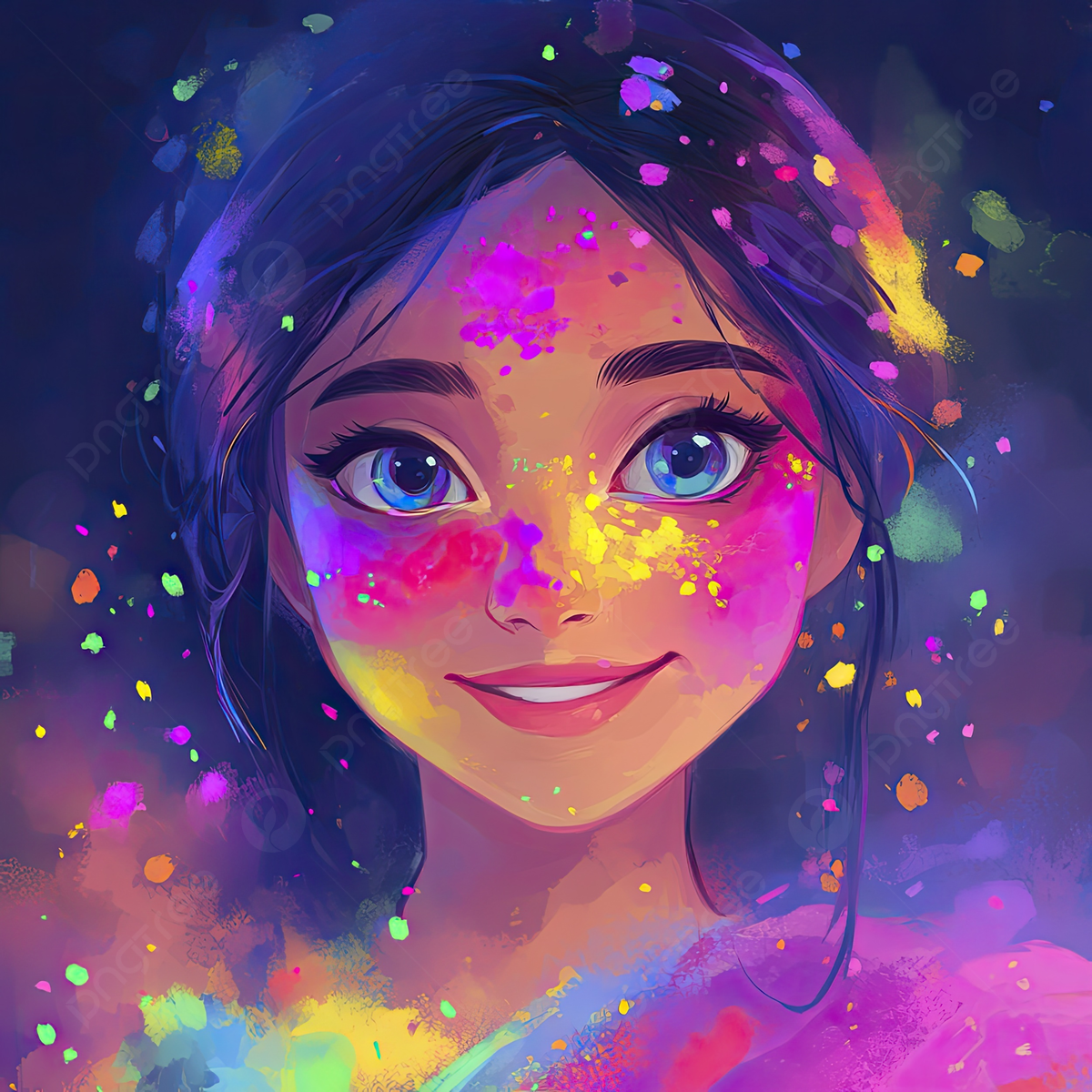 1200x1200 A Beautiful Indian Woman With Her Face Painted In Vibrant Holi Colors, Holi, Indian Woman, Happy Holi Background Image And Wallpaper for Free Download