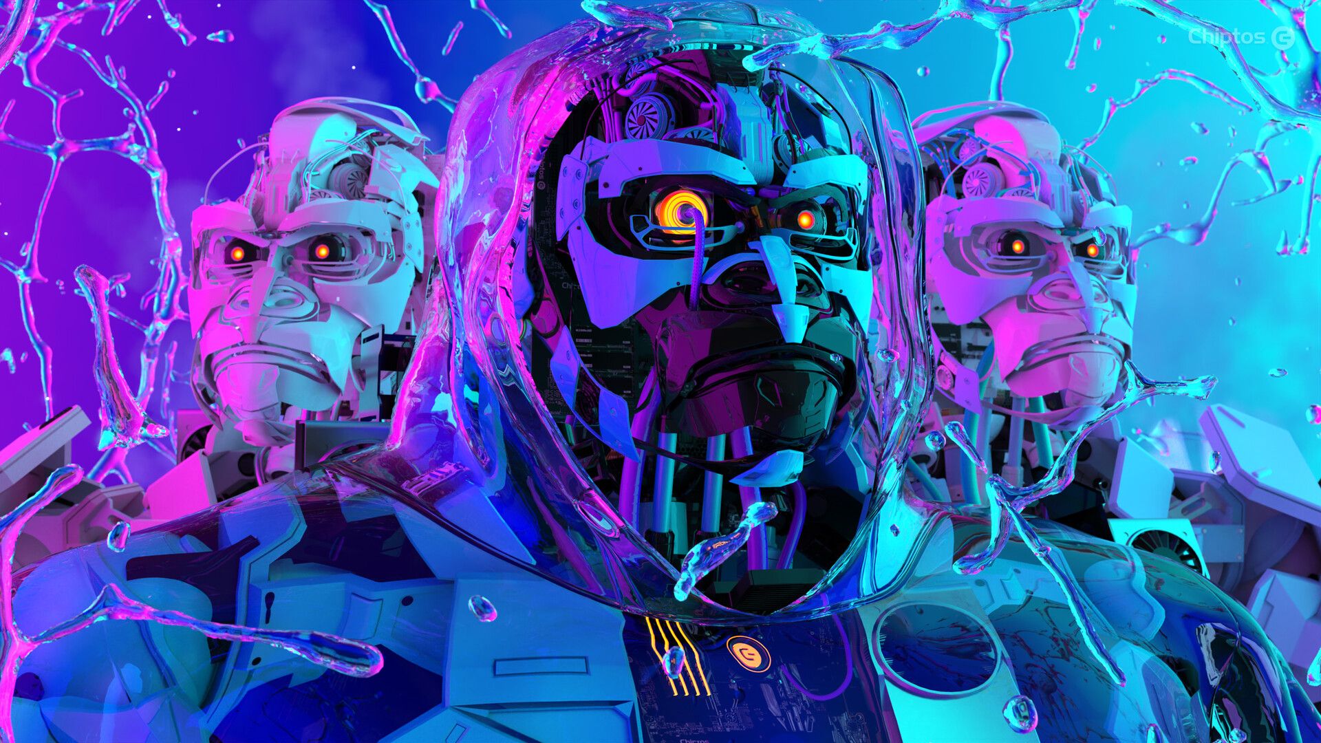 1920x1080 Chiptos X 3D Robot Kong Mecha Gorilla Troop Robot 4K NFT Wallpaper Desktop Background