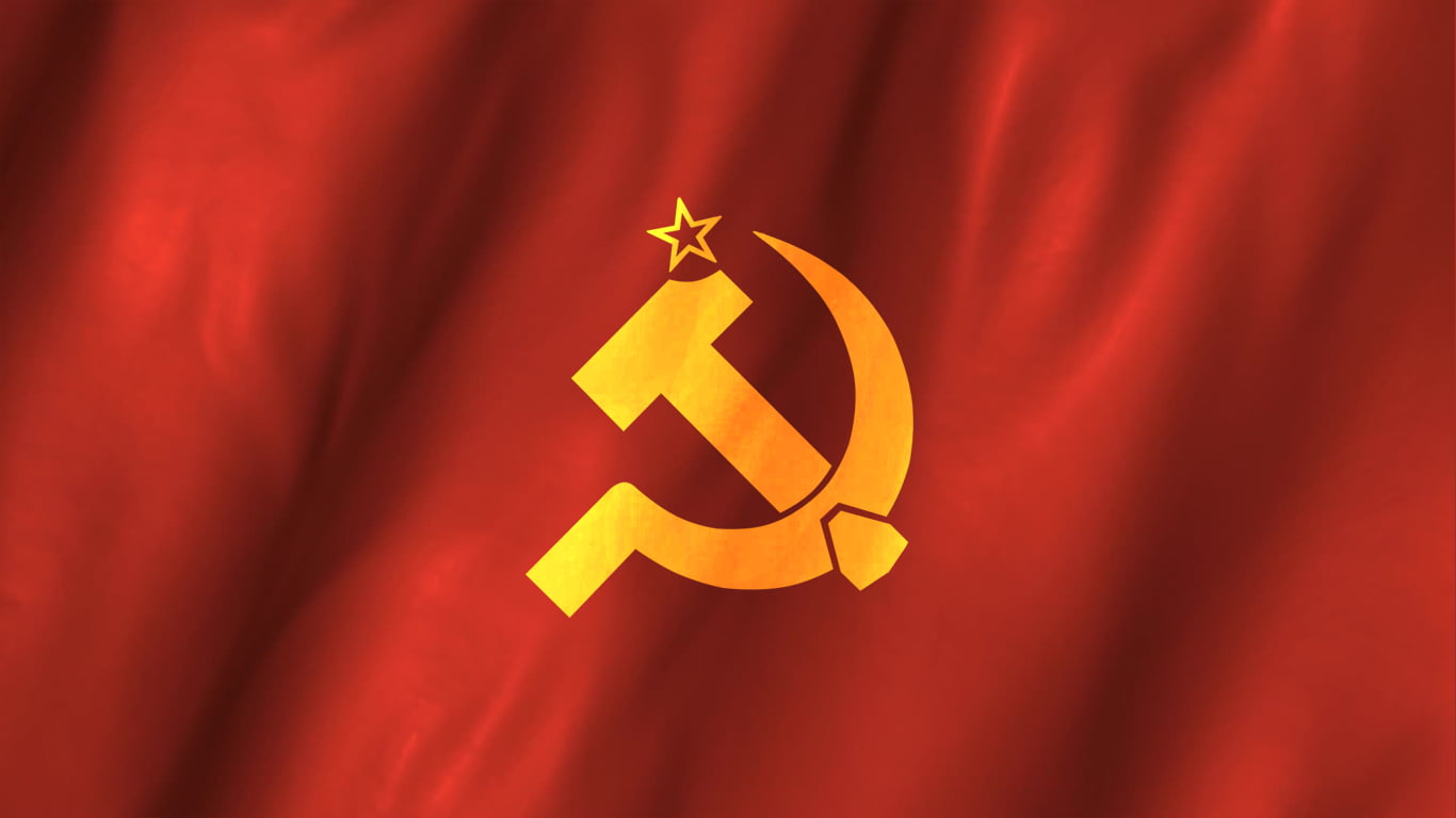 1366x768 White and yellow textile, communism, socialism, red, flag HD wallpaper