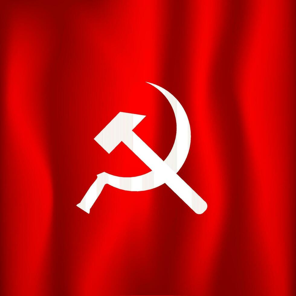 980x980 Red flag of soviet union. Symbol of the socialist republics of communism and socialism with hammer and vector sickle