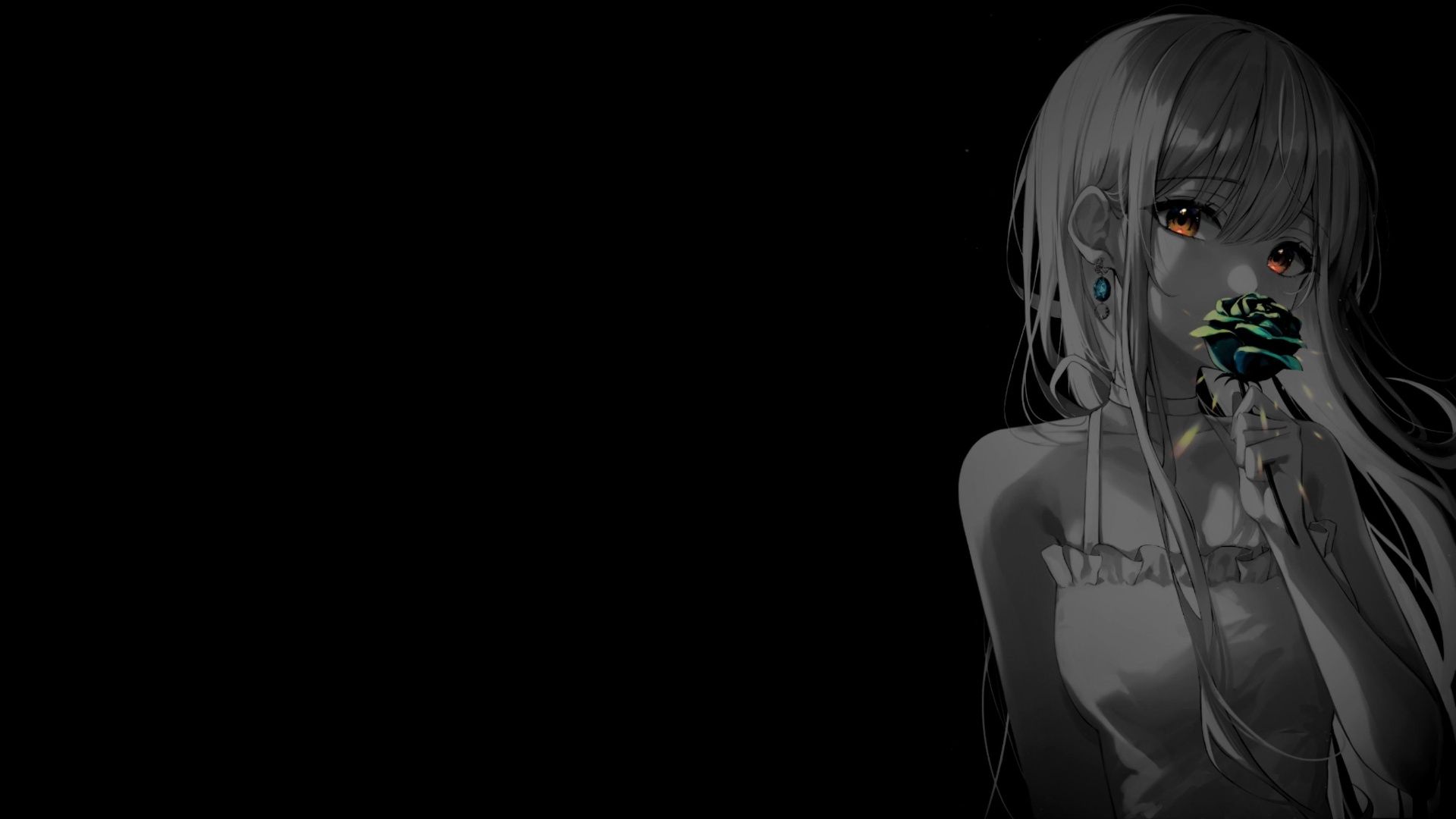 1920x1080 Mysterious Elegance in Monochrome Anime Art