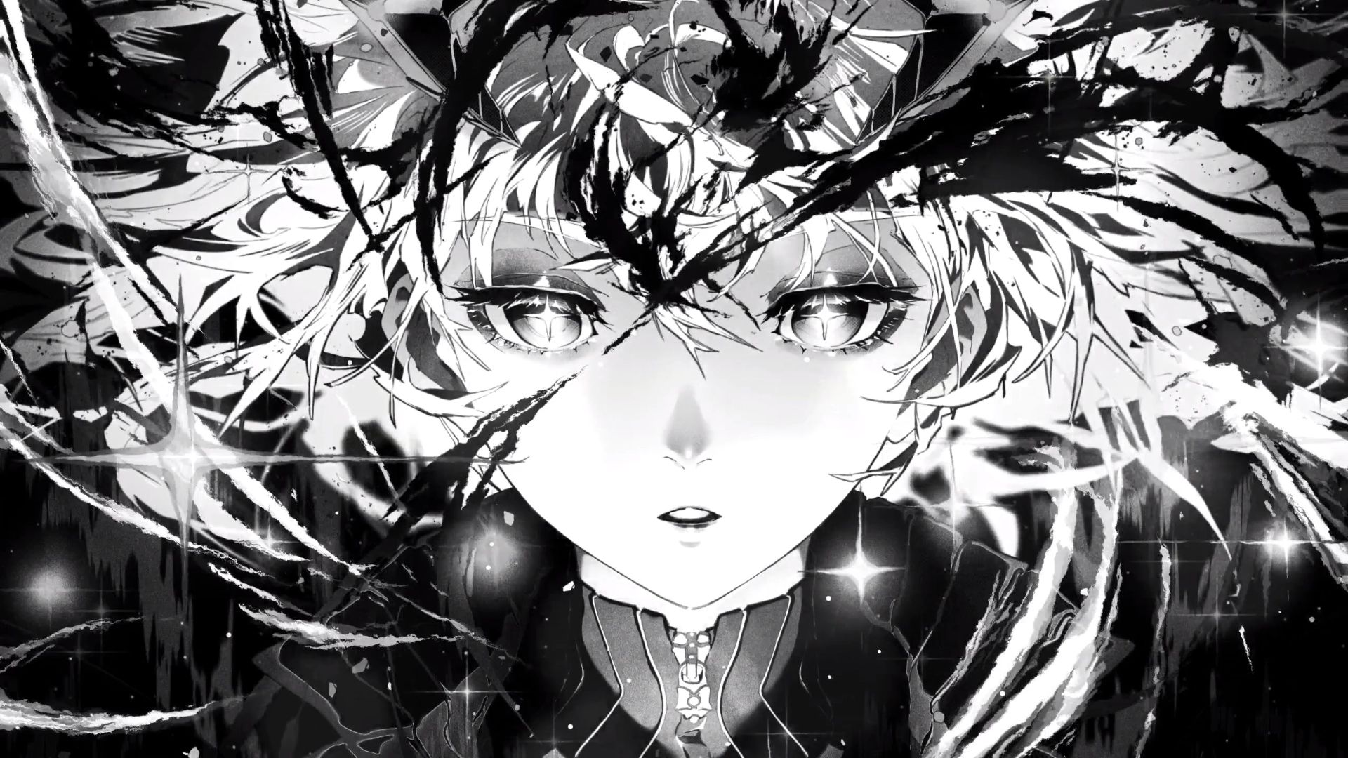 1920x1080 Anime Girl Queen Of Darkness Monochrome Live Wallpaper