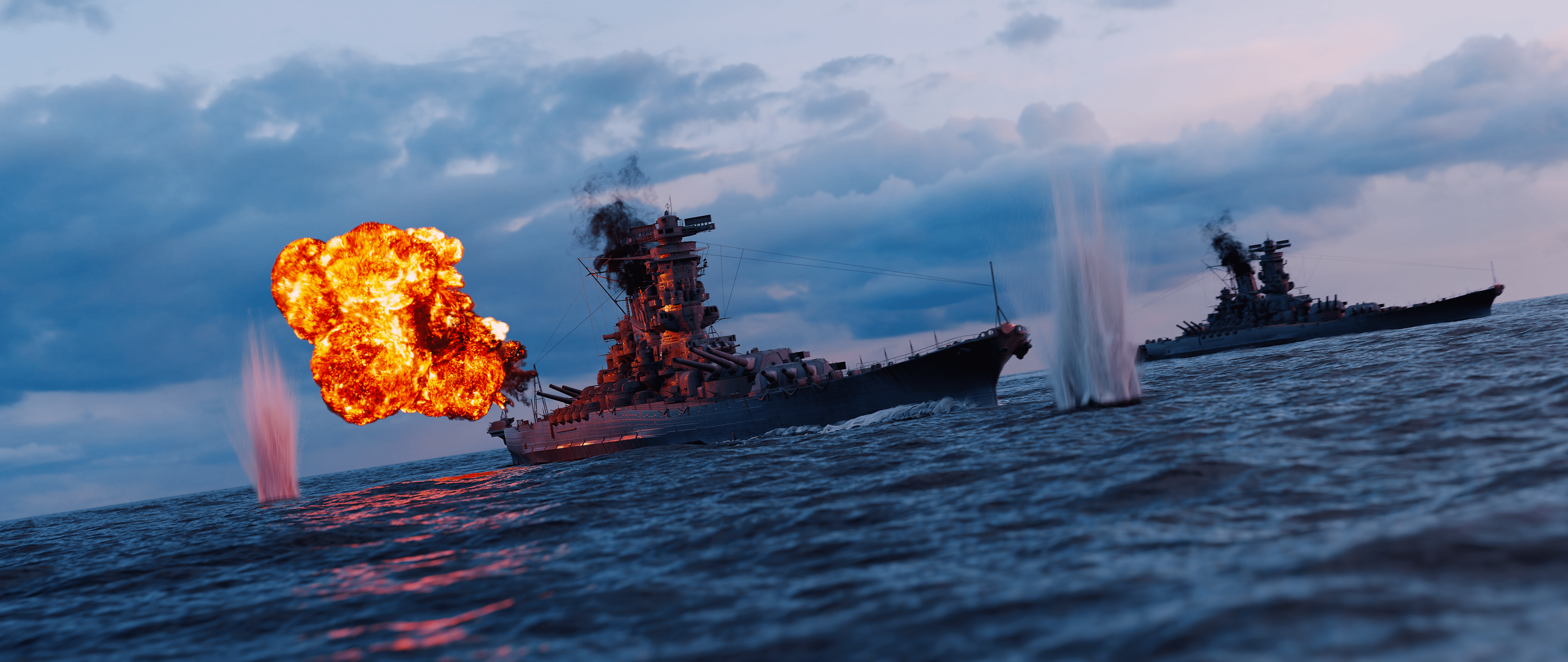 5120x2160 Yamato and Musashi Wallpaper x 2160 px