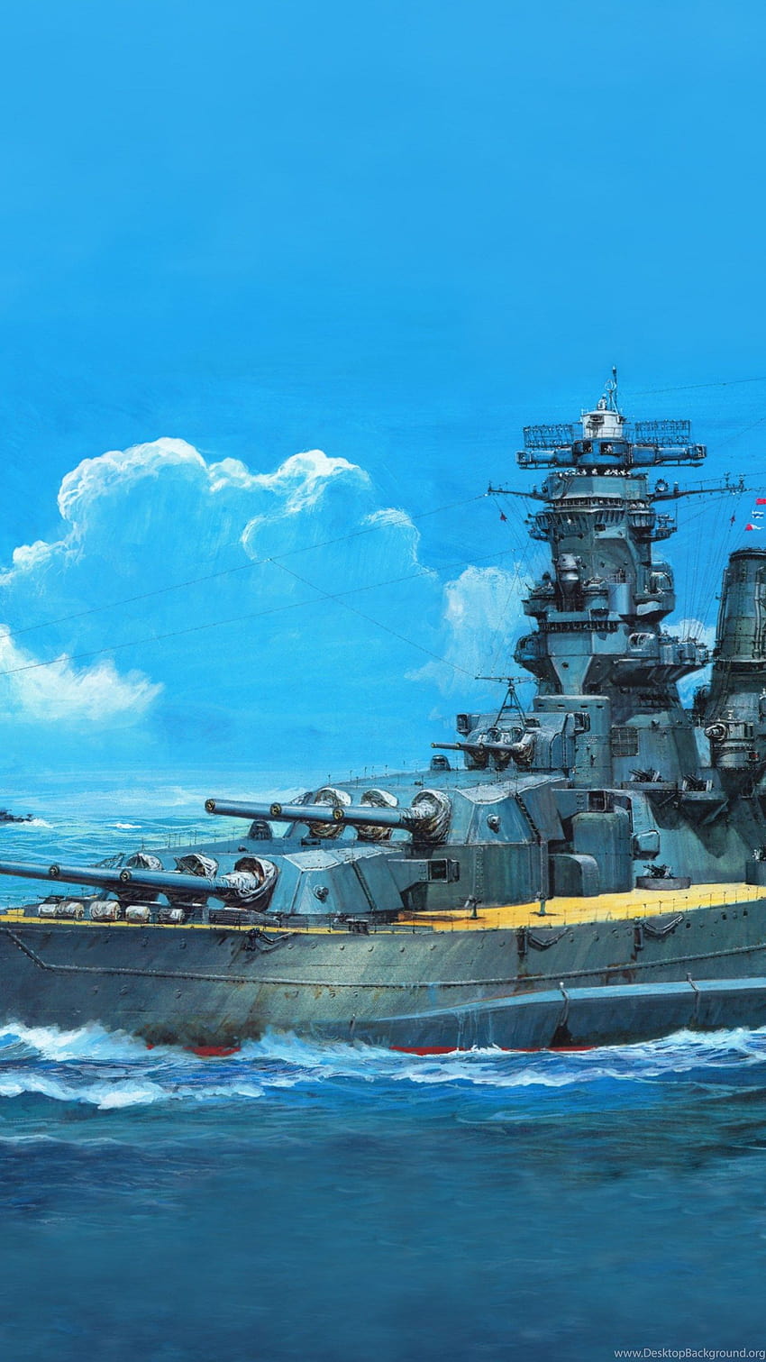 850x1511 Japanese Battleship Yamato Background HD phone wallpaper