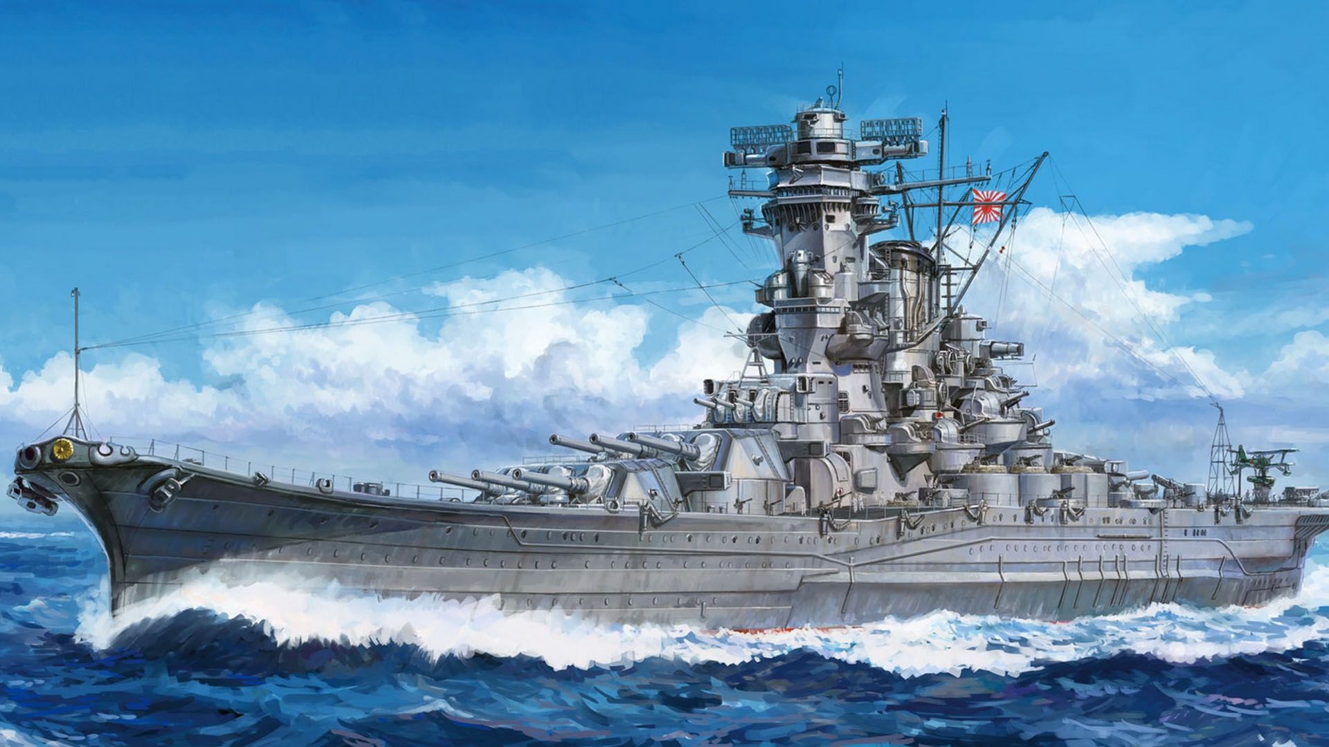 1920x1080 Wallpaper battleship, The Imperial Japanese Navy, the naval forces of the Japanese Empire, Linear ships of Yamato, Musashi for mobile and desktop, section оружие, resolution 1920x1080