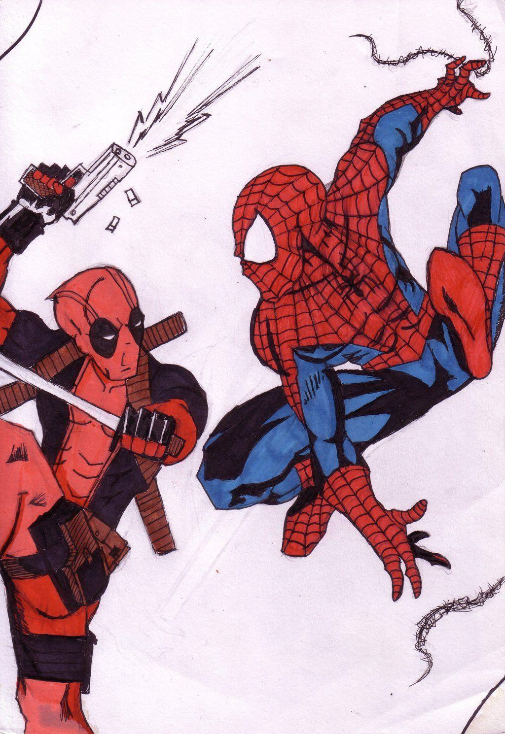 1024x1490 Deadpool vs spiderman