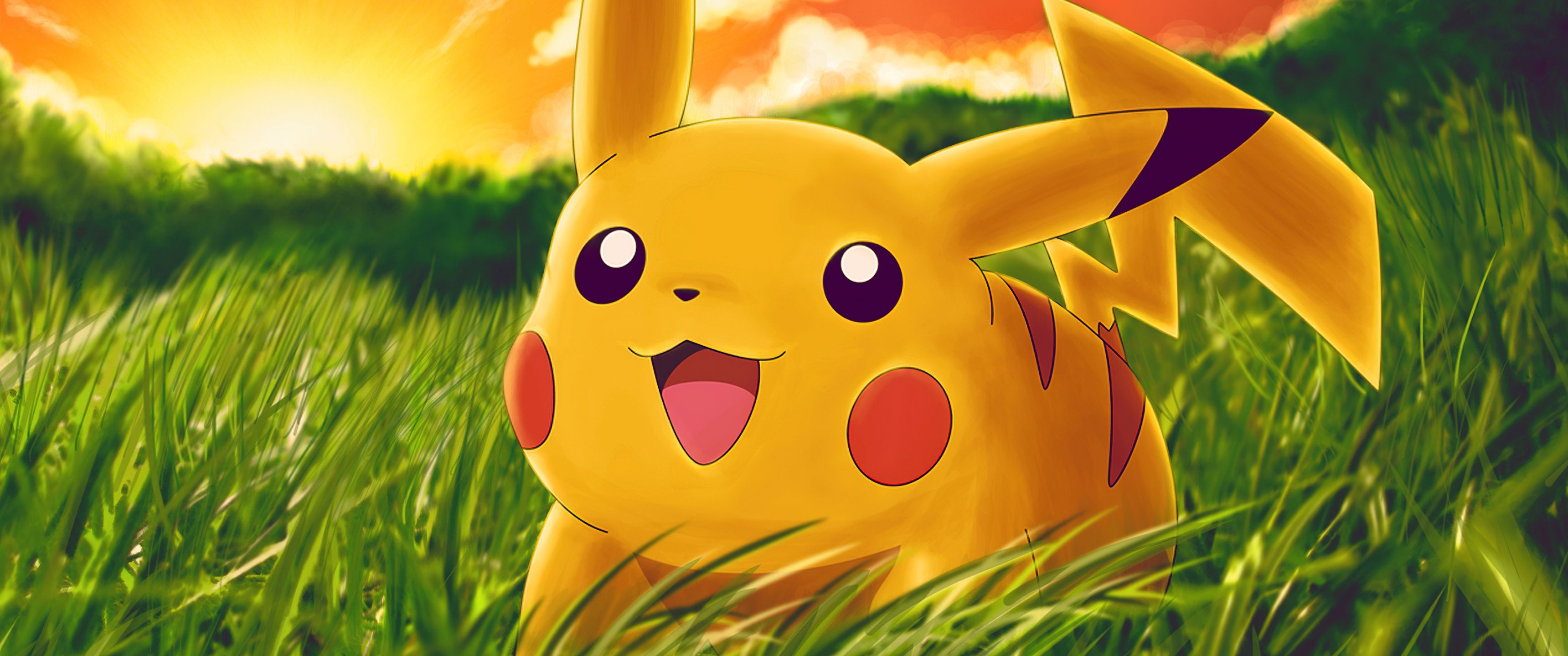 3440x1440 Pikachu Wallpaper 4K, Adorable, Pokemon, Cartoon
