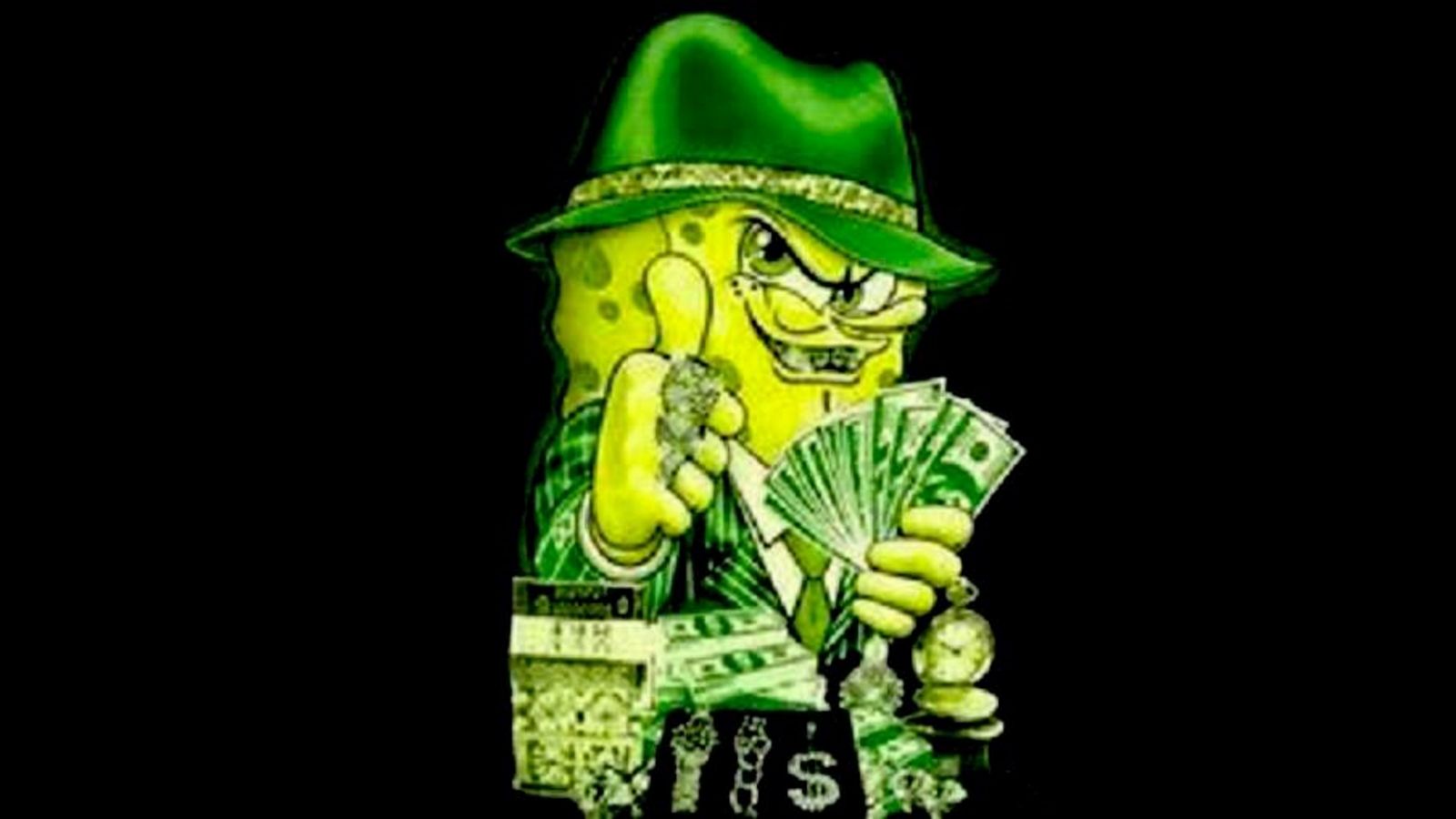 1600x900 Spongebob Gangster Wallpaper