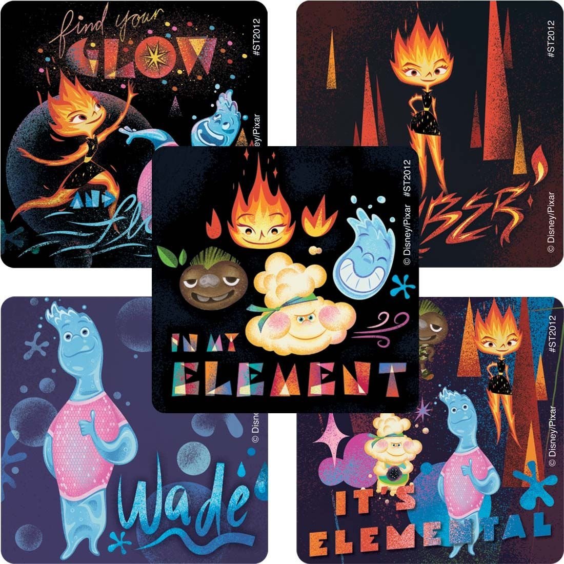 1100x1100 Elemental Stickers, 2.5 x 2.5 Each