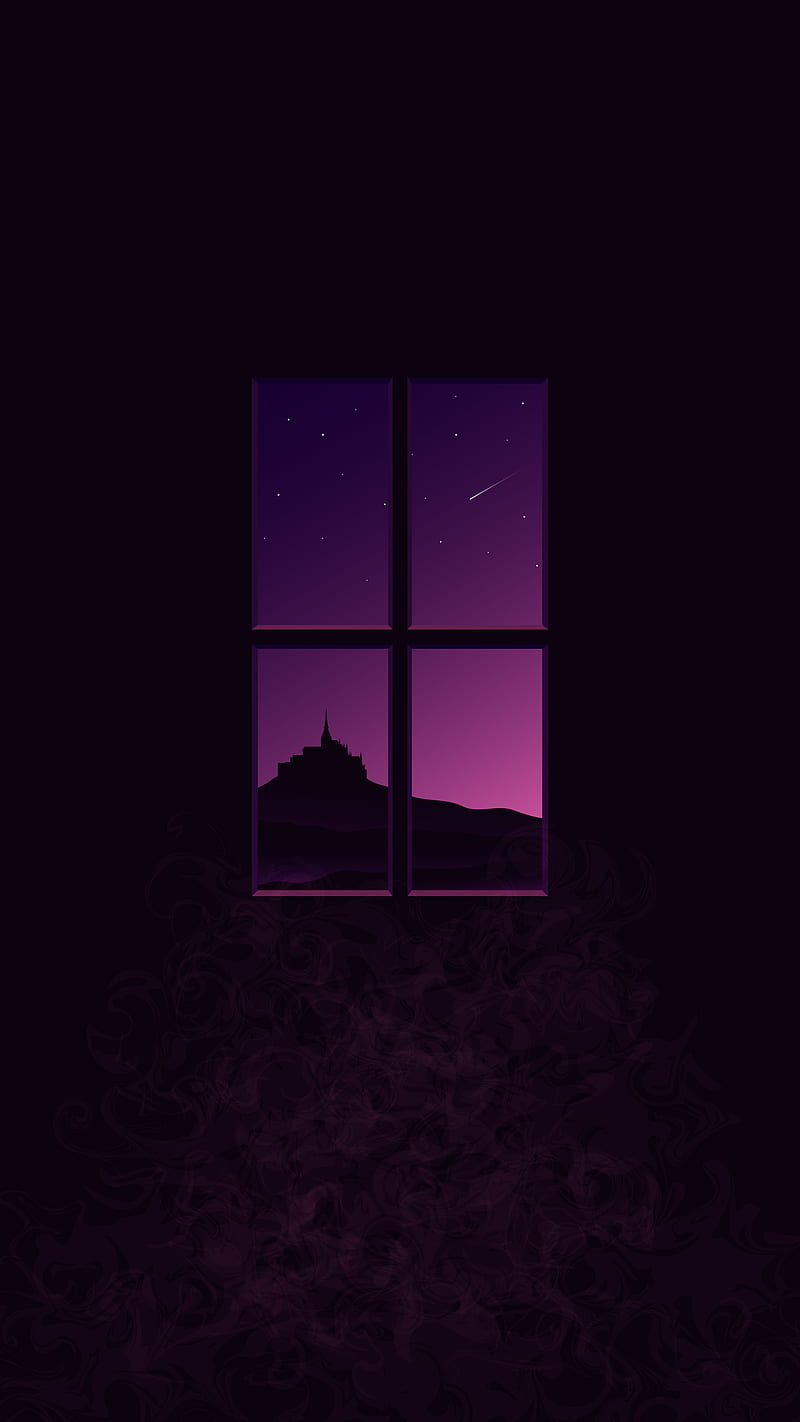 800x1422 Distant Castle, art, dark, illustration, night, smoke, window, HD phone wallpaper