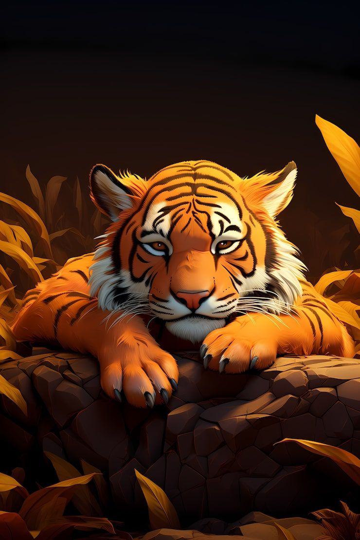 740x1110 Tiger Drawing Wallpaper Photo Free High Quality Picture