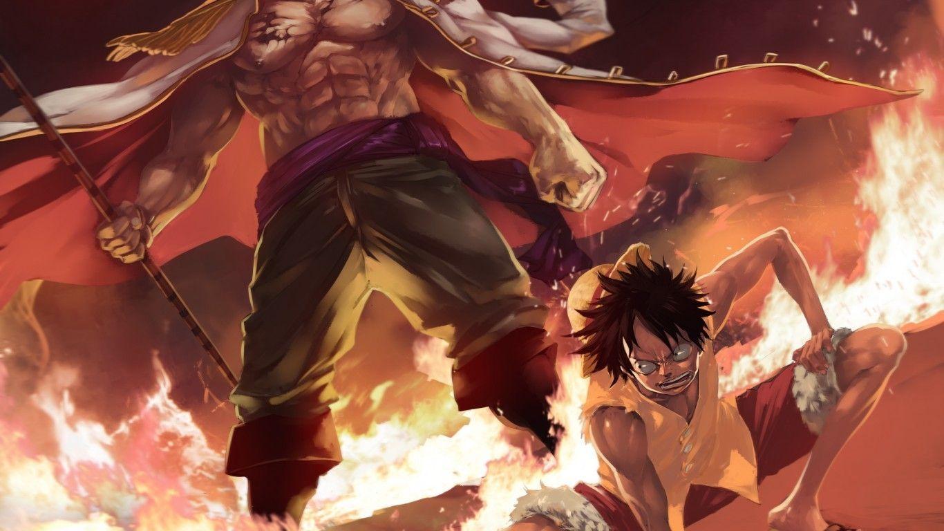 1366x768 Download 1366x768 One Piece, Monkey D. Luffy, Whitebeard, Edward