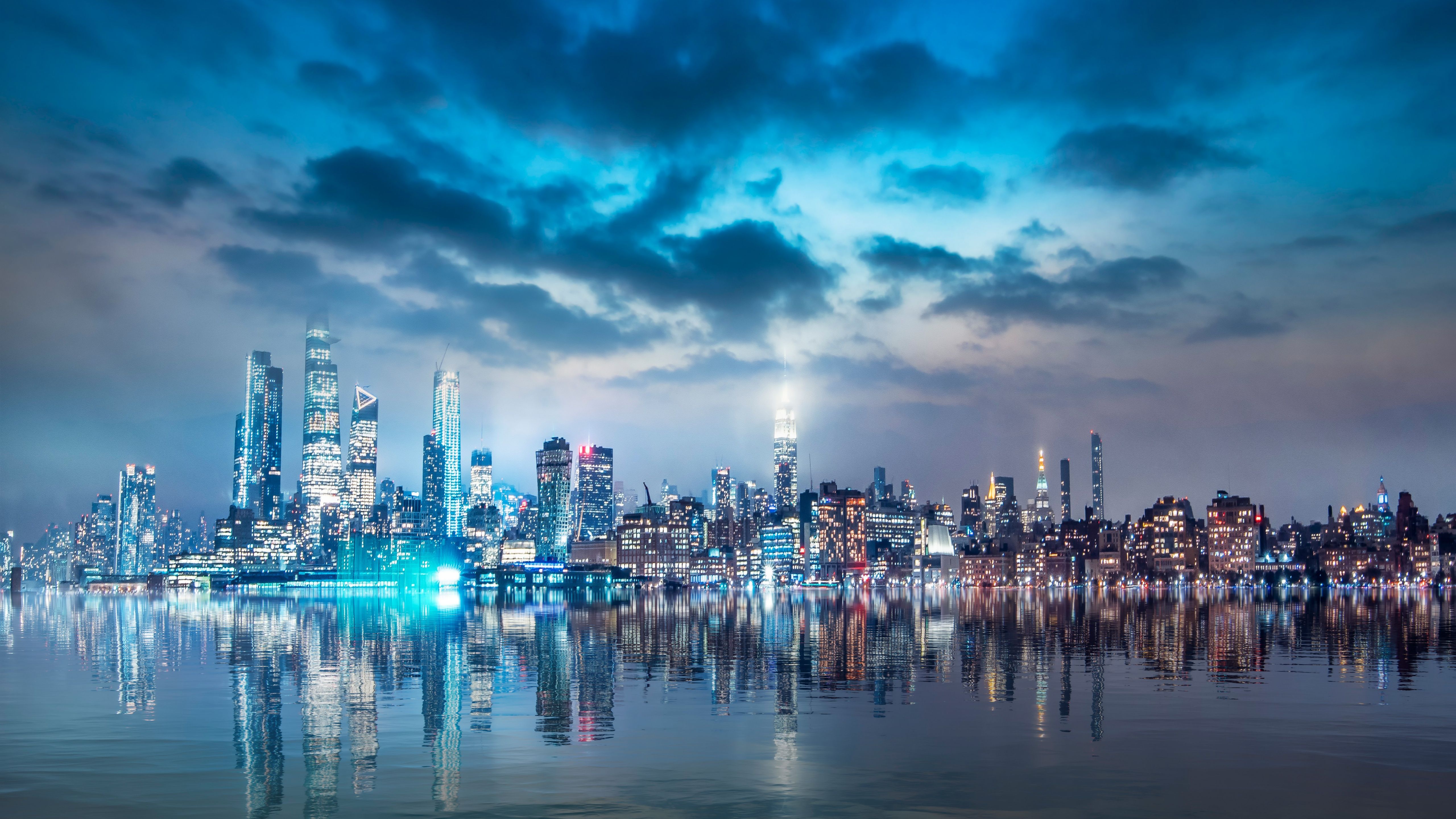 5120x2880 Cityscape Wallpaper 4K, Night City, City lights, Skyline