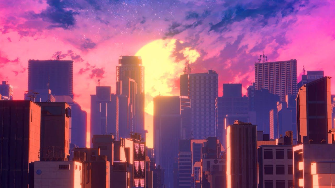 1280x720 City Skyline Screensaver Wallpaper Hours Ultra HD. No Sound