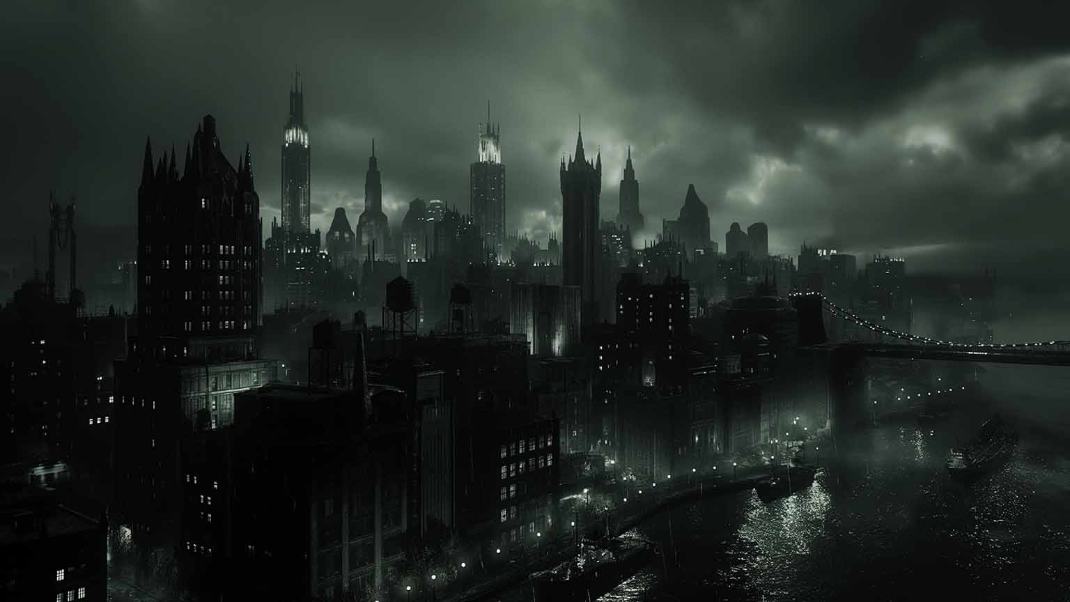 1536x864 Gotham City Night View Desktop Wallpaper Wallpaper 4K