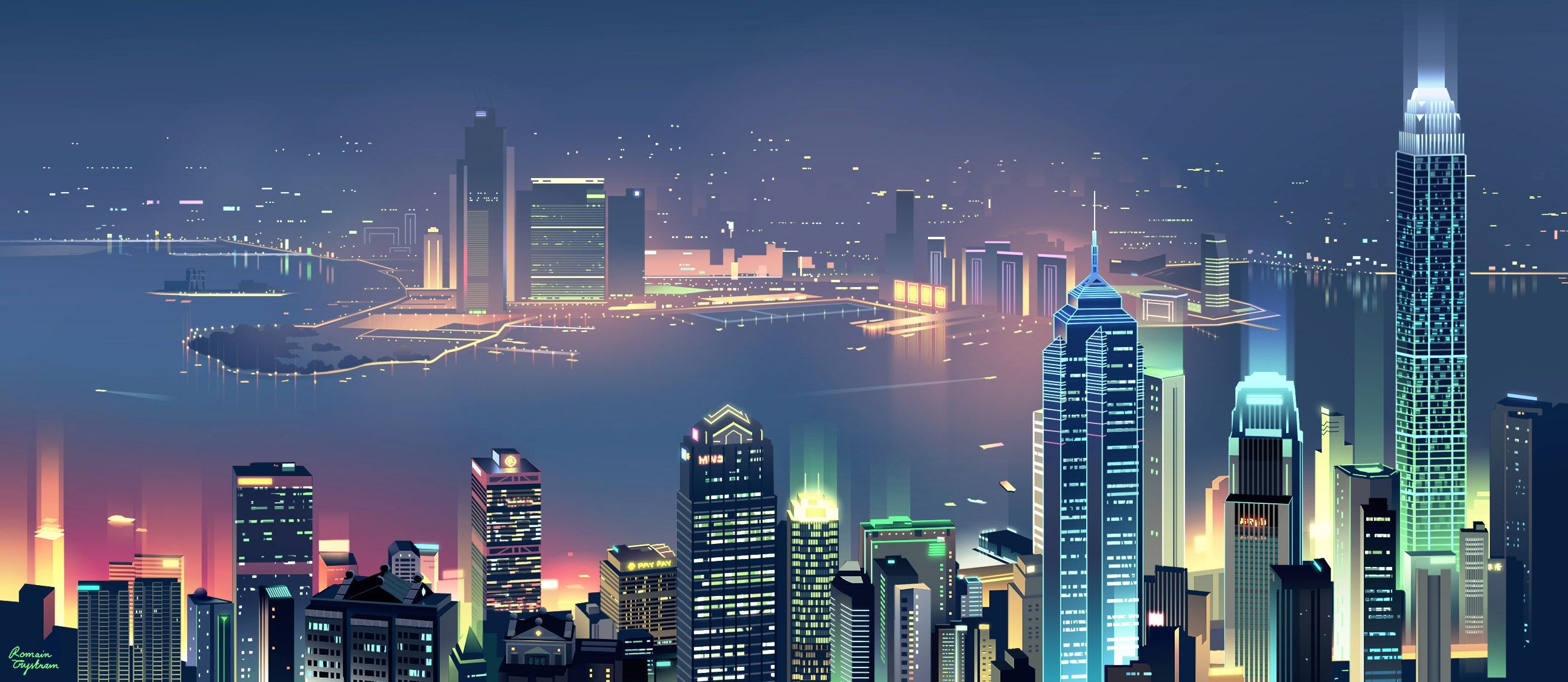 2587x1126 City Skylines Wallpaper