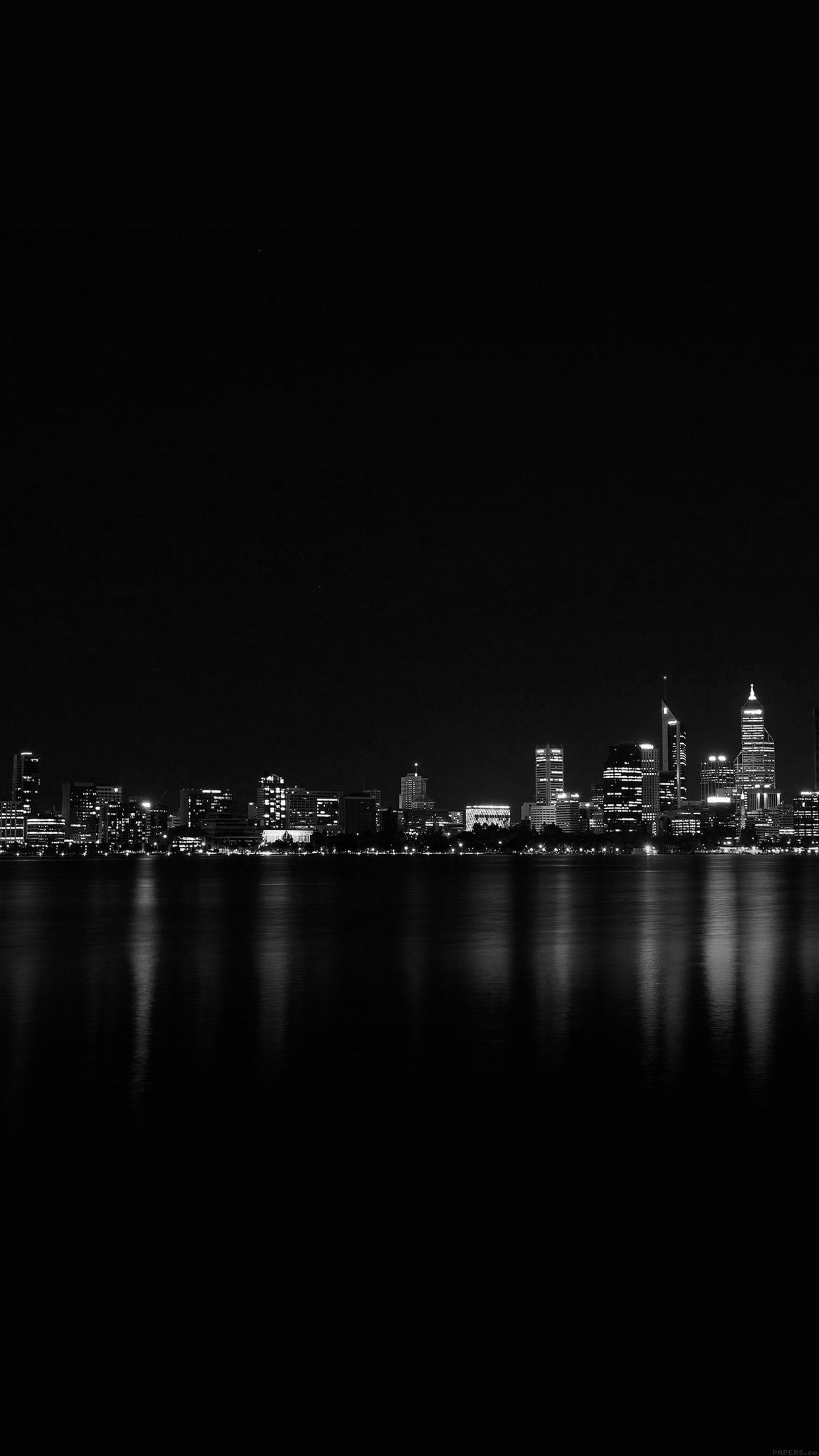 1242x2208 iPhone X wallpaper. city night dark skyline architecture river