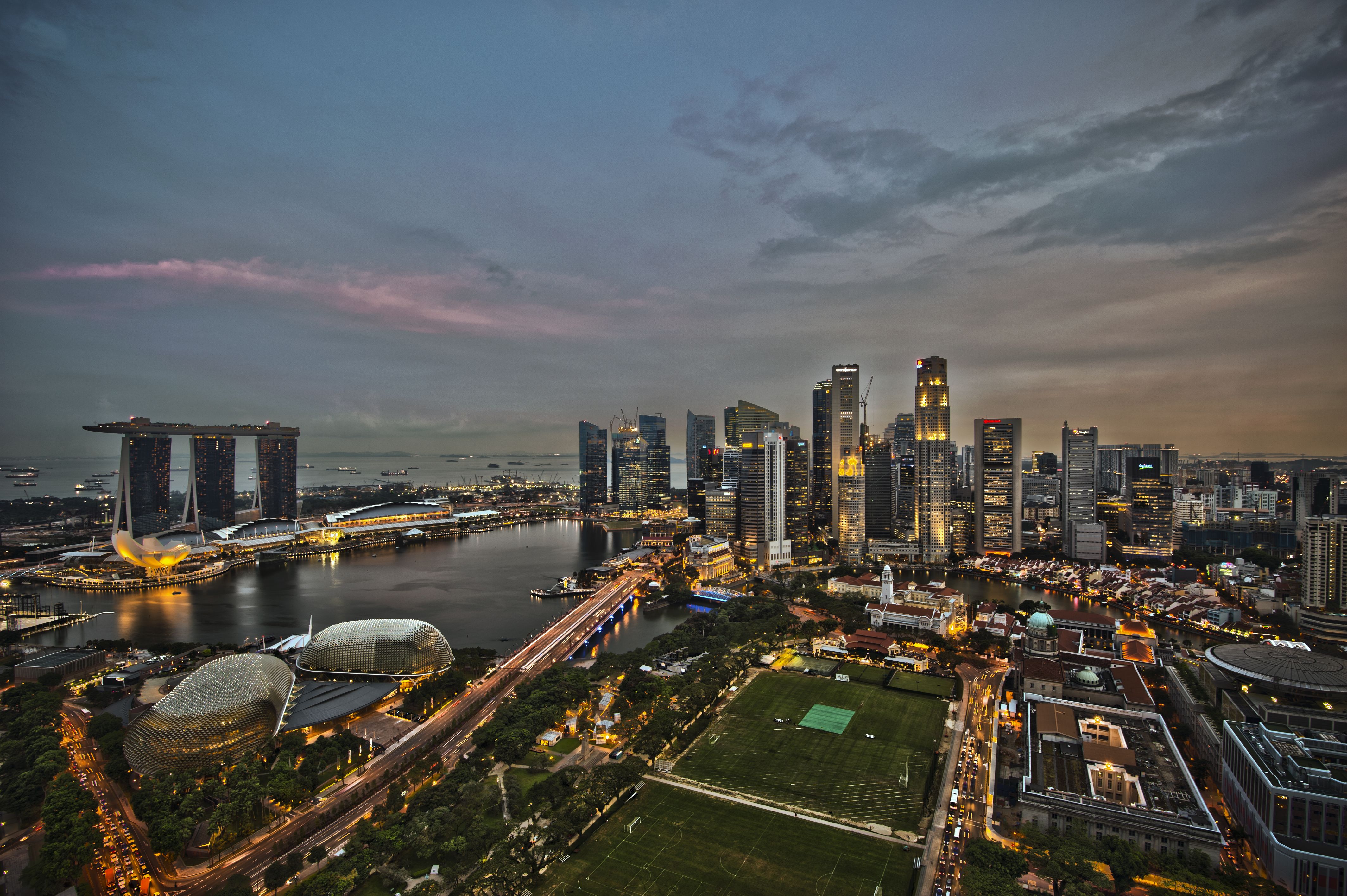 4254x2830 Tugna:1 singapore city skyline dusk panorama, tasanayt tilellit