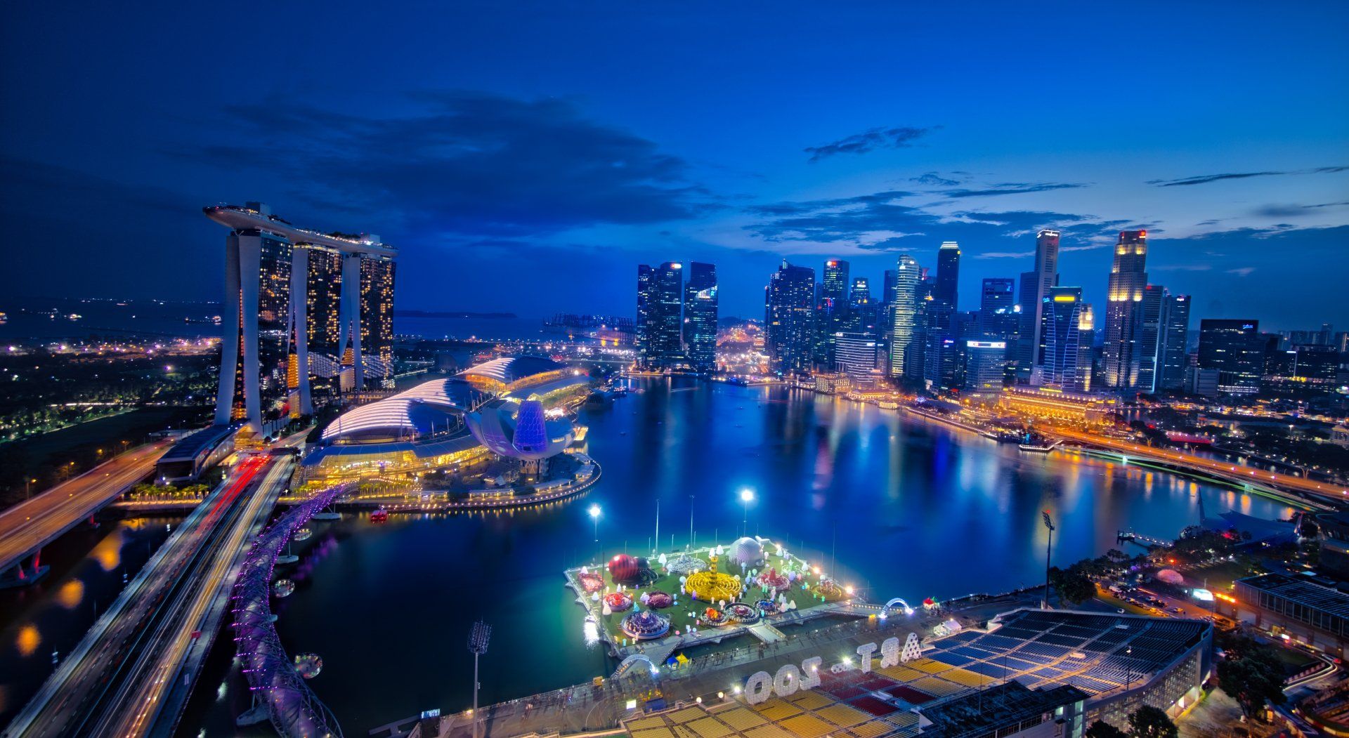 1920x1051 Singapore Skyline at Night. Stunning 4K Ultra HD Cityscape Wallpaper