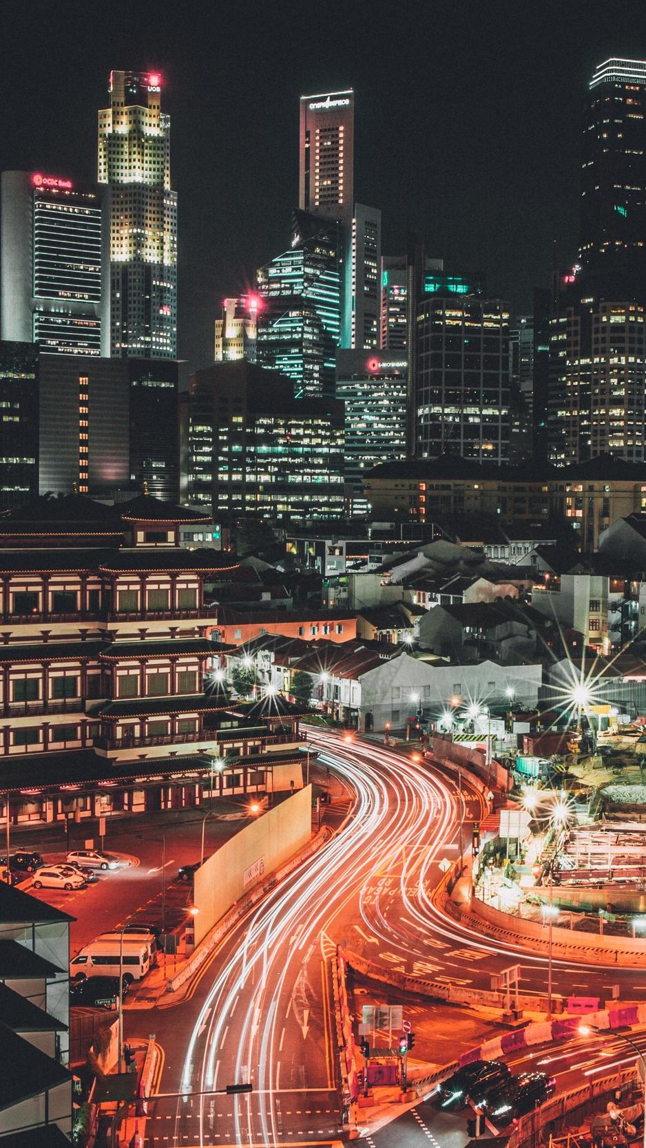938x1668 iPhone Singapore Night Wallpaper