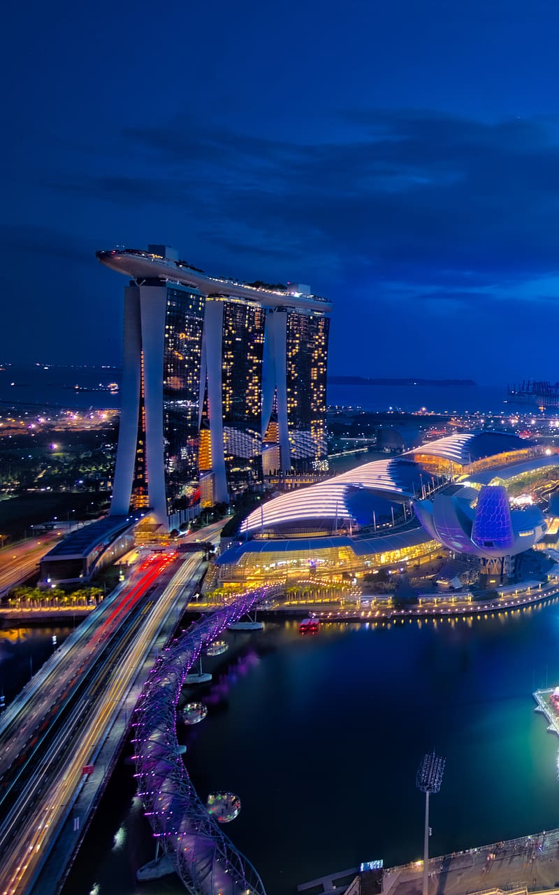 800x1279 Cities, Night, City, Skyscraper, Building, Cityscape, Singapore, HD phone wallpaper