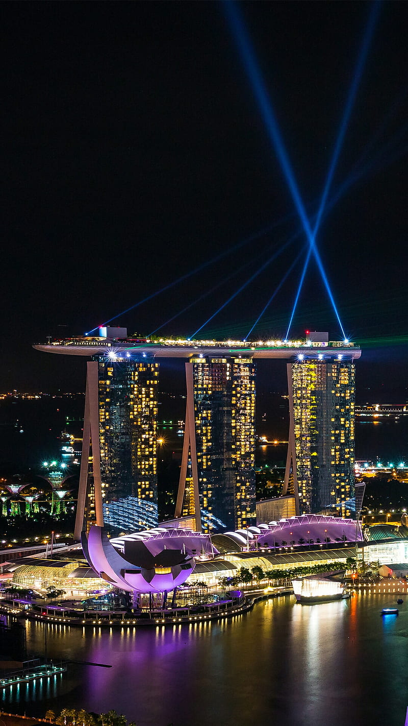 800x1422 Singapore, city, lights, HD phone wallpaper