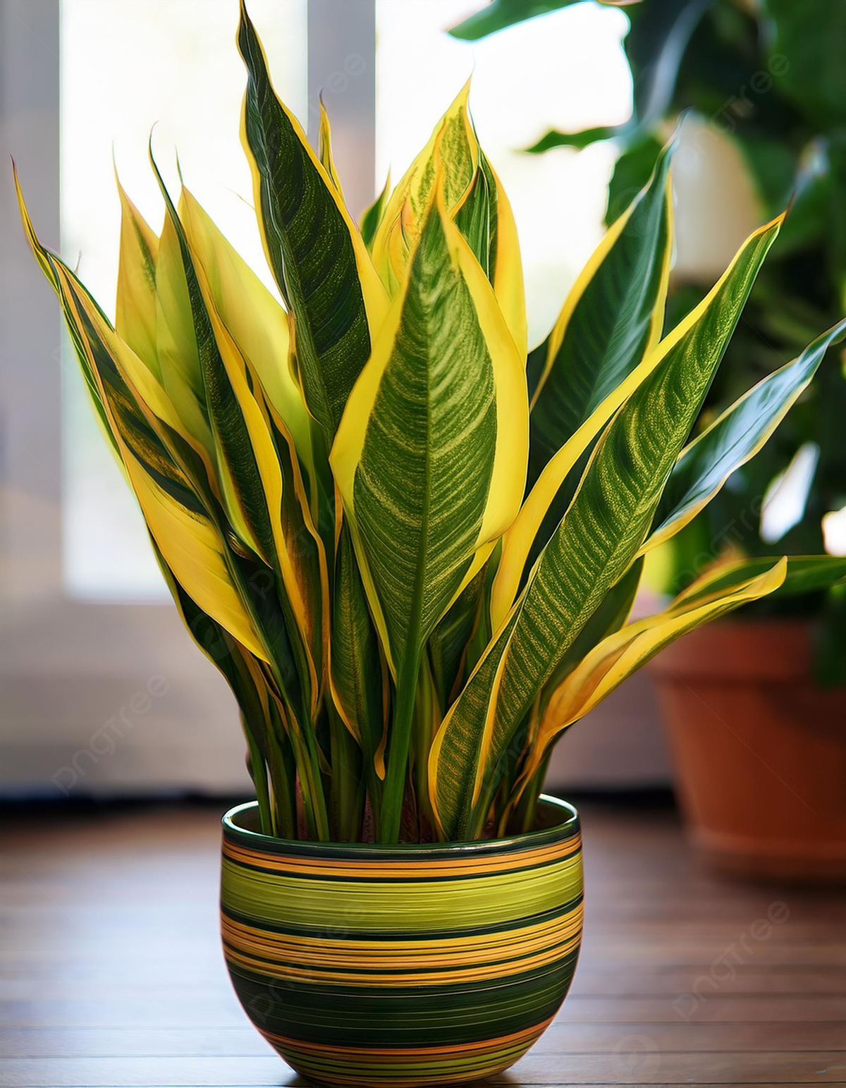 1200x1543 Vibrant Snake Plant In A Colorful Pot A Pop Of Nature S Beauty Photo And Picture For Free Download