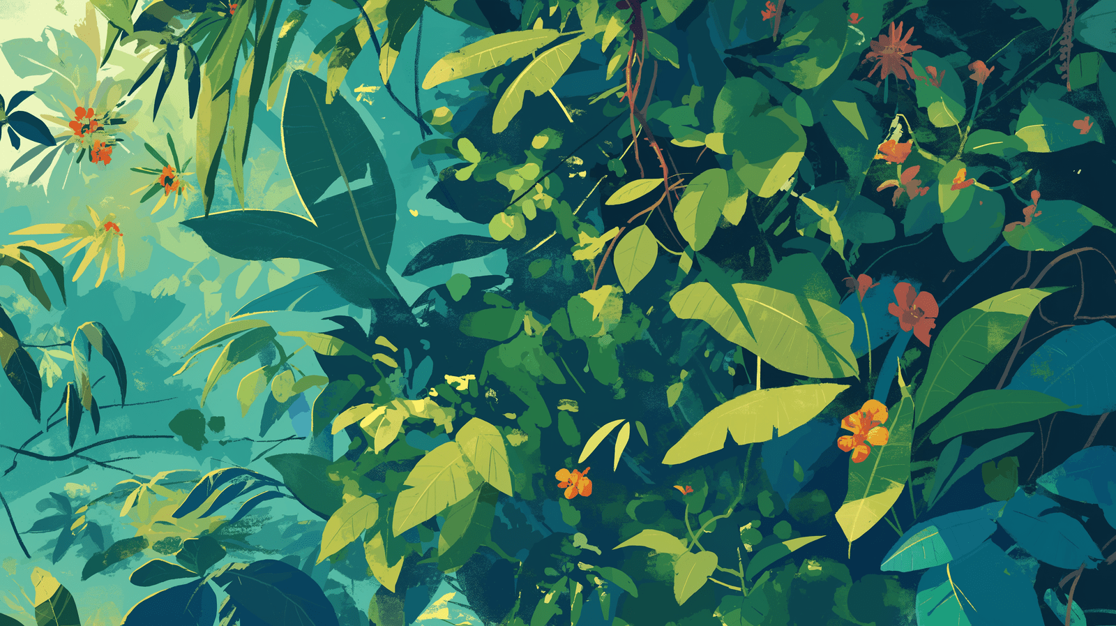 1600x897 Tropical Jungle Mural Wallpaper