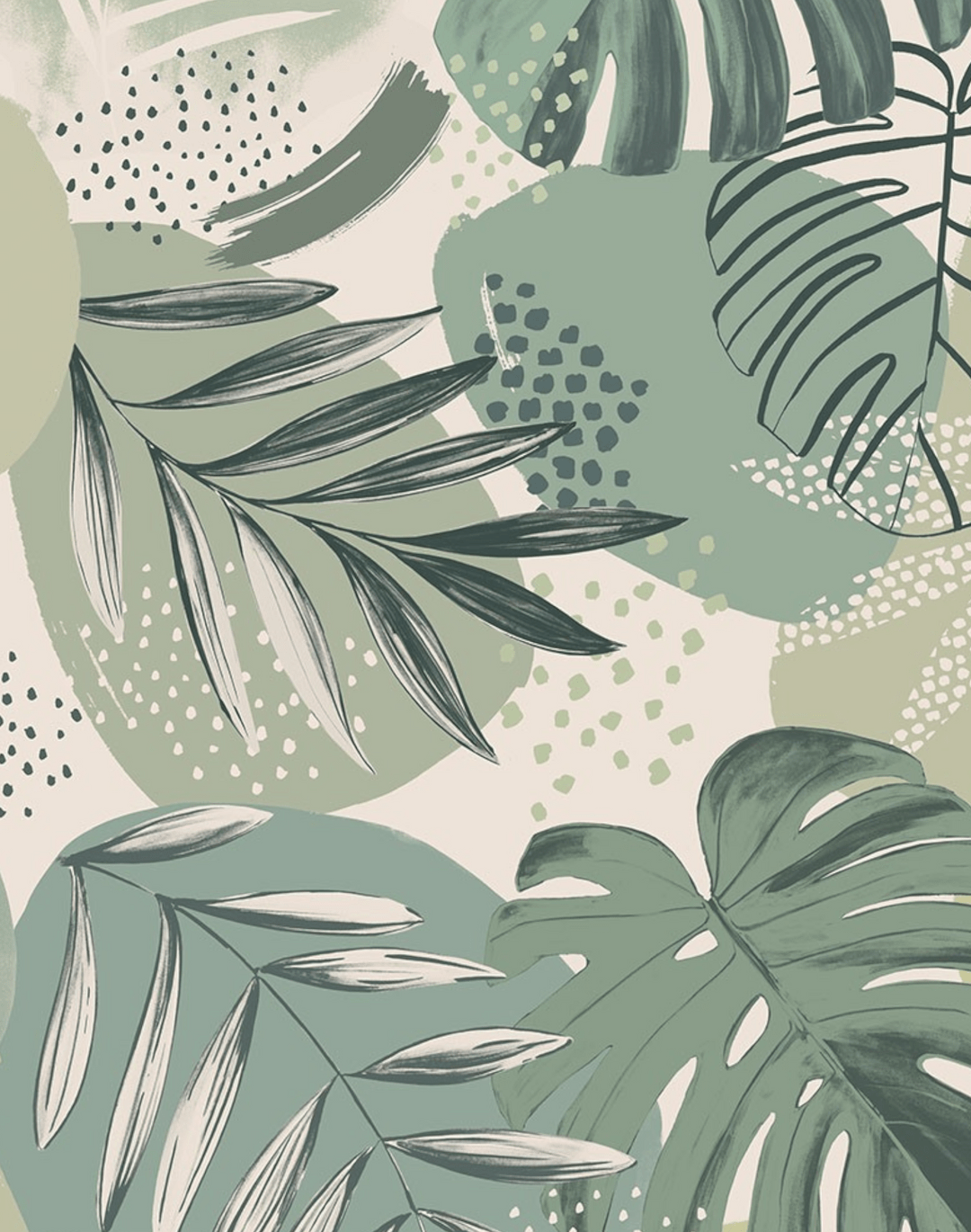 1080x1370 ABSTRACT JUNGLE LEAF GREEN