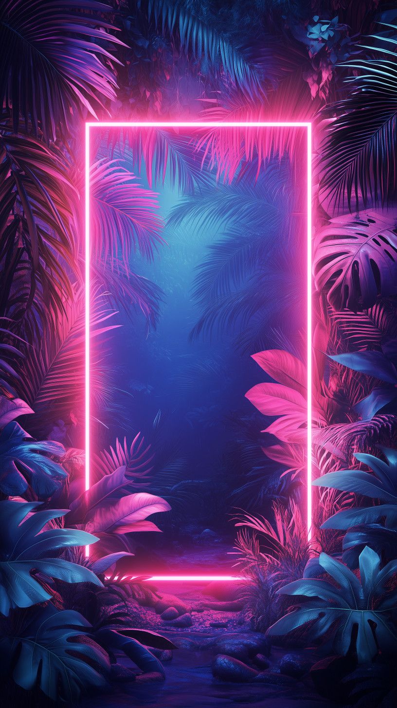 816x1456 Neon Jungle Portal PowerPoint Background