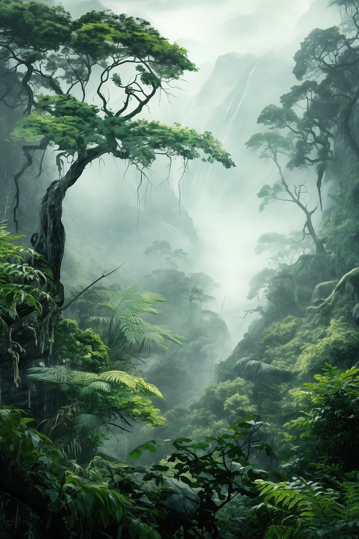 736x1104 African jungle: the heart of wildlife. Interior poster. Green wall decoration