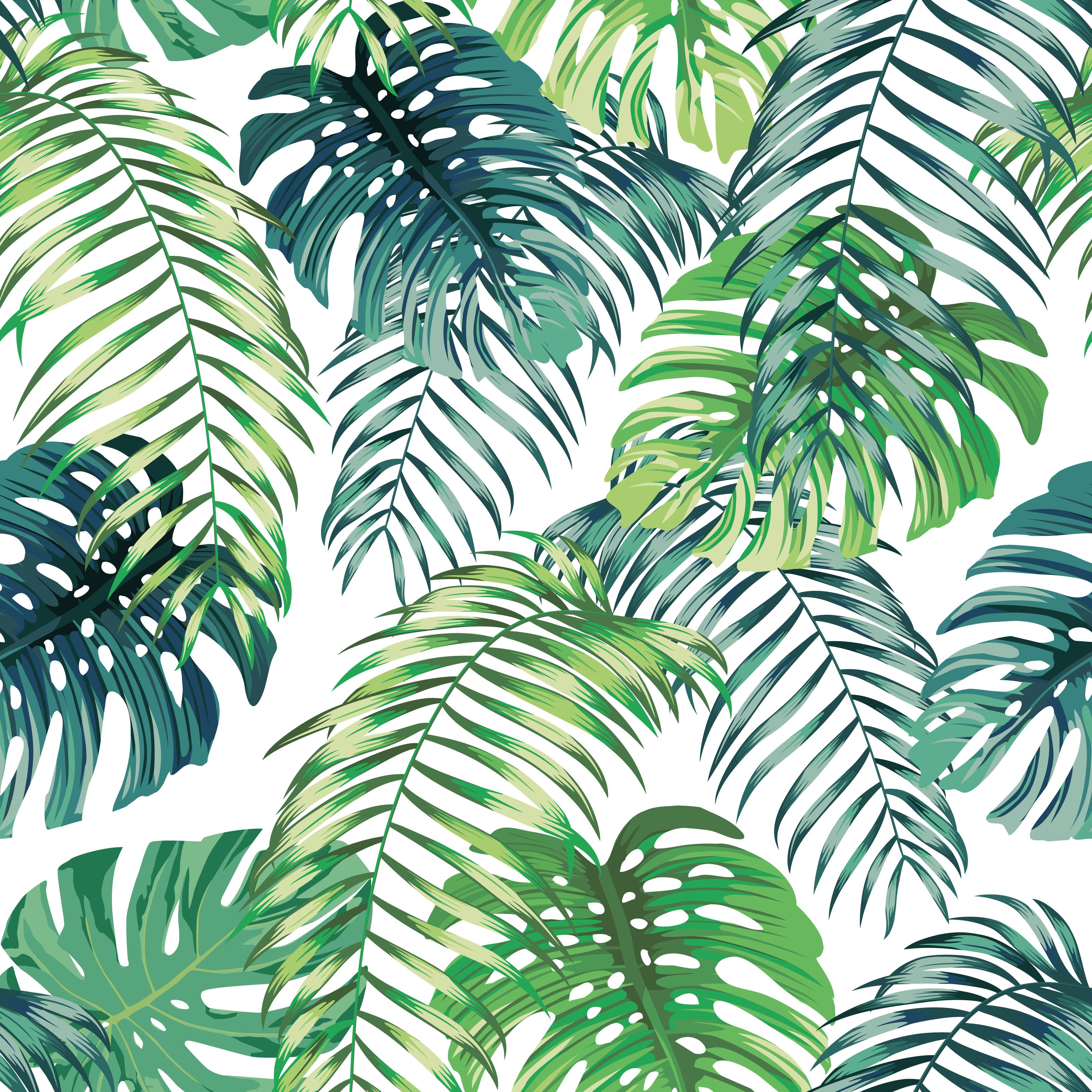 3200x3200 Tropical Green Leaves Pattern Wallpaper