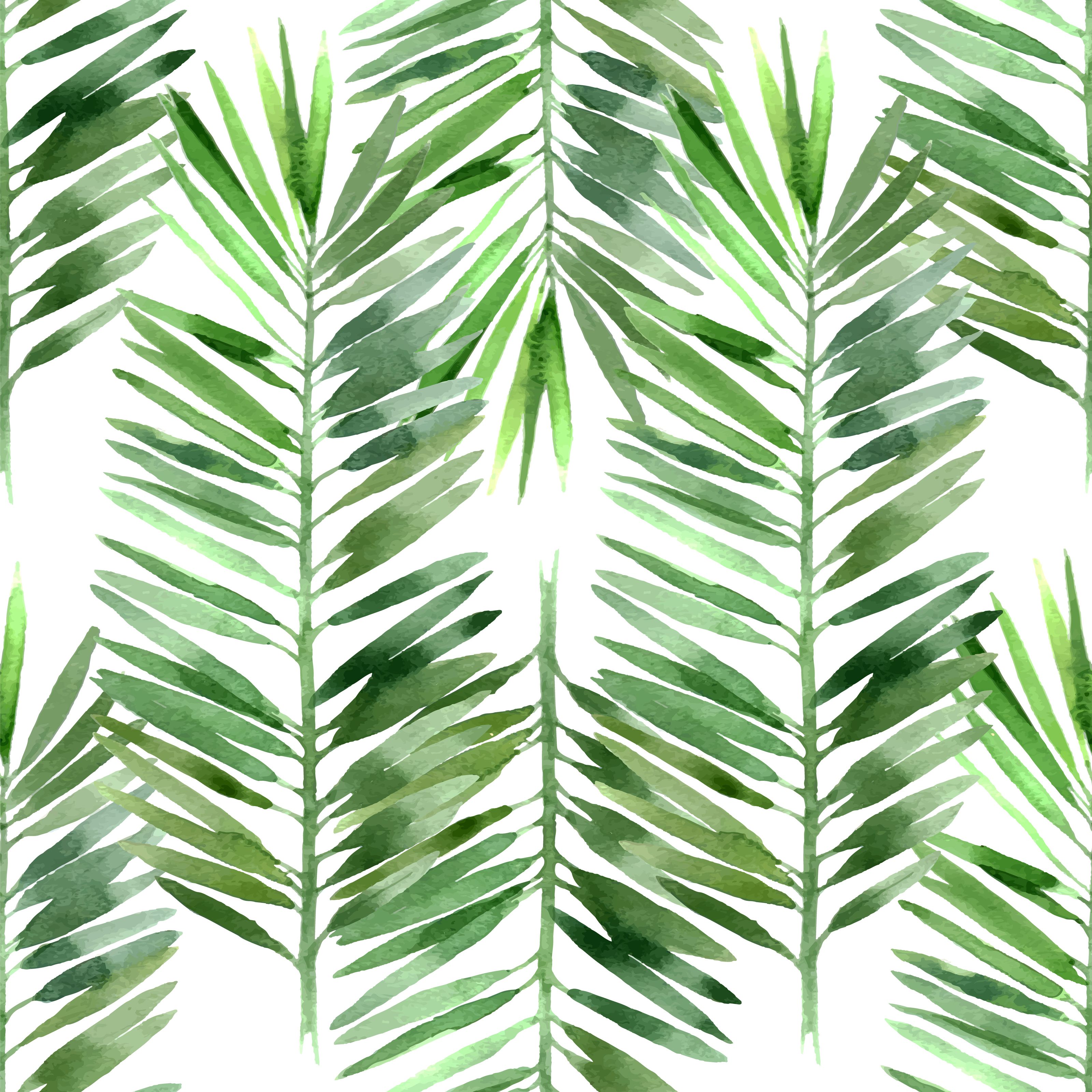 3200x3200 Watercolor Palm Tree Leaf Pattern Wallpaper