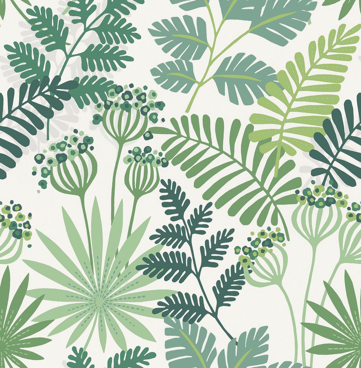 1258x1280 Praslin Green Botanical Wallpaper By A Street Prints