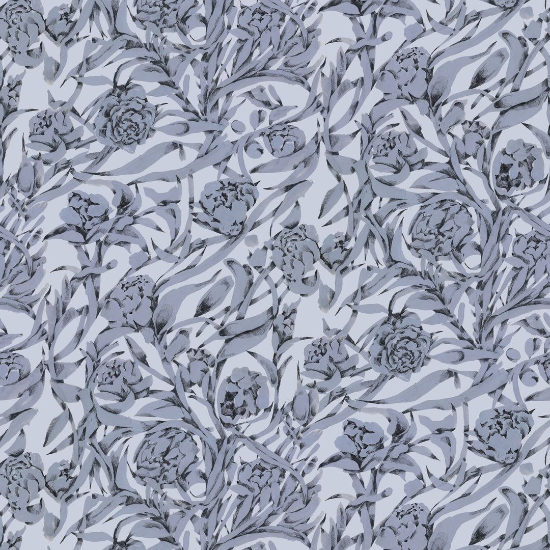 1080x1080 Glacial Gray Botanical Wallpaper by Mitchell Black, Repeat: 19.9 Inches