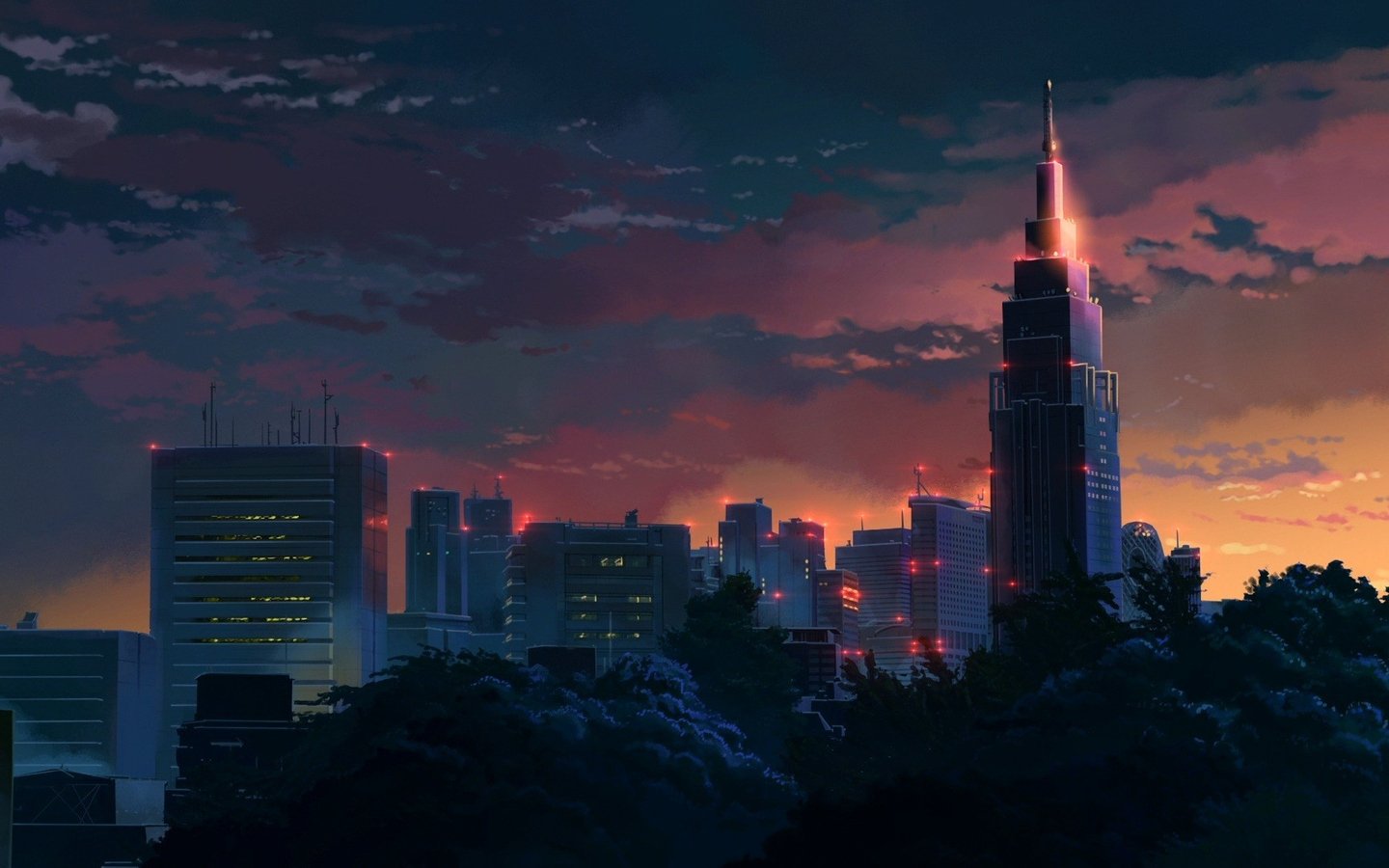 1440x900 Download Makoto Shinkai City, Makoto, Shinkai, City Wallpaper in 1440x900 Resolution