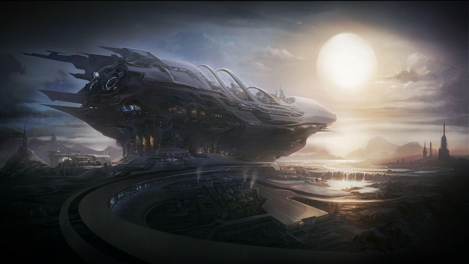 1920x1080 Epic Sci Fi Spaceship Concept Art