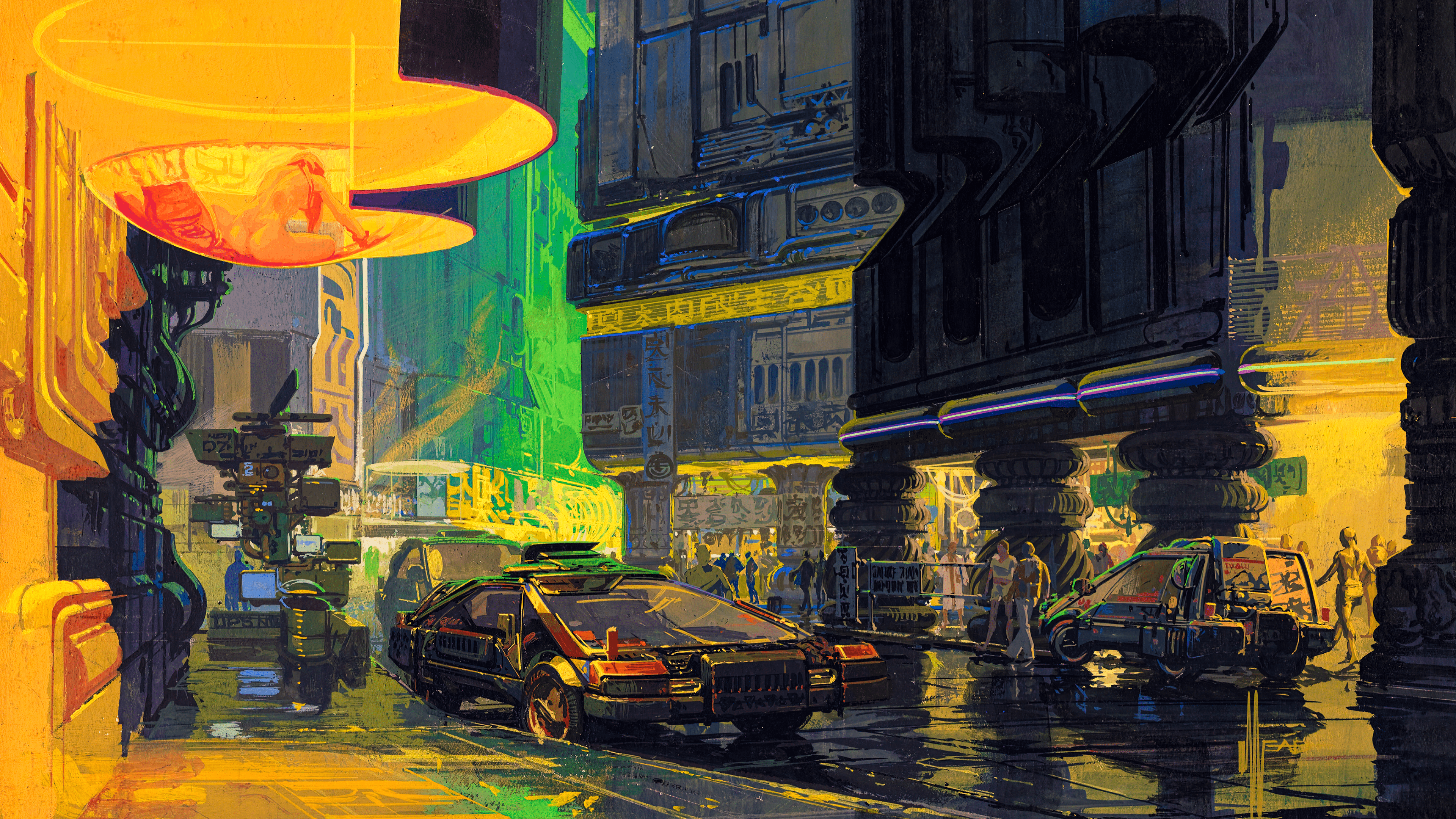 3840x2160 4K Version of Syd Meads original concept art for Blade Runner (1982)