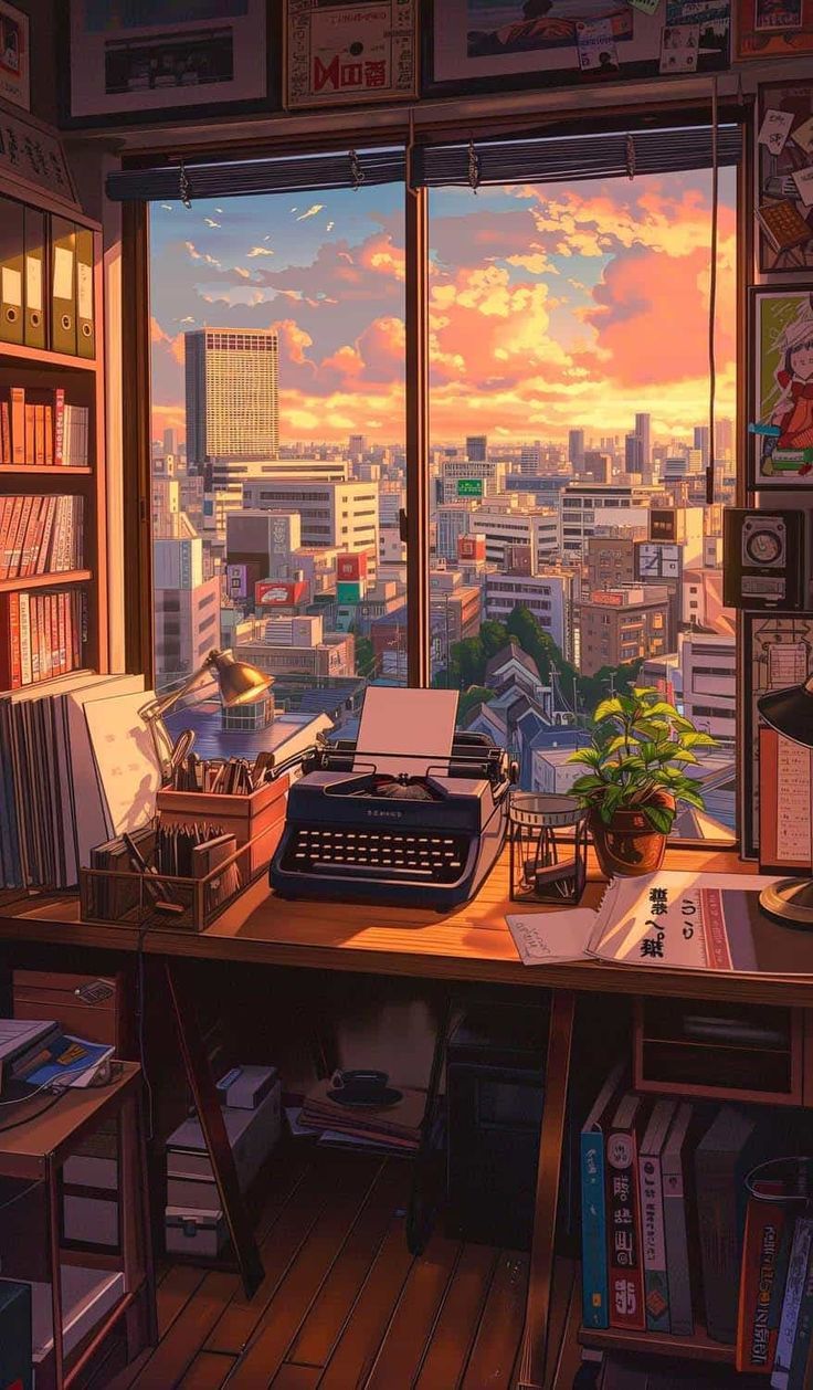736x1258 Window Office Desk Japan iPhone Wallpaper