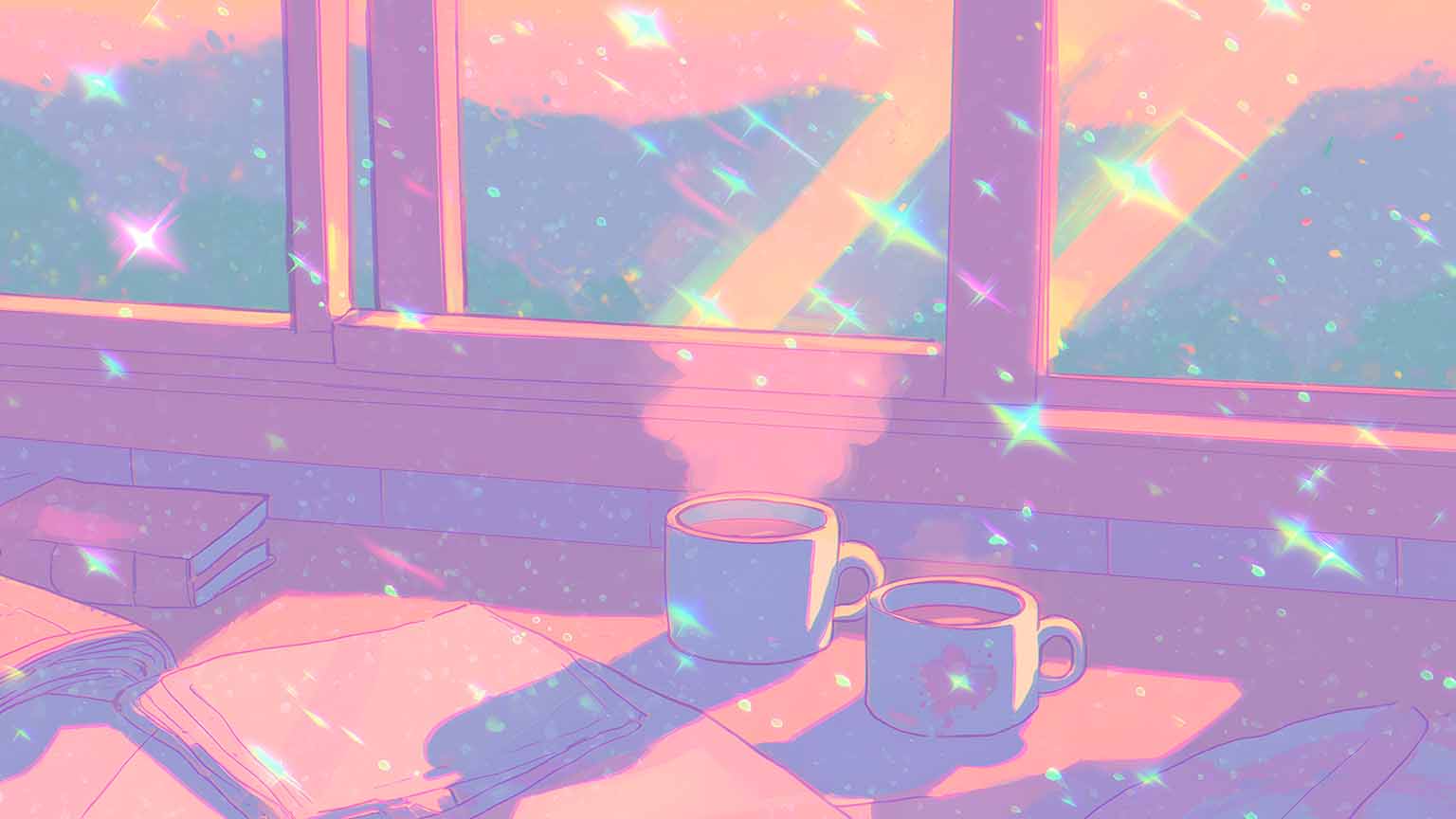 1536x864 Free Pastel Anime Aesthetic Workspace Desktop Wallpaper