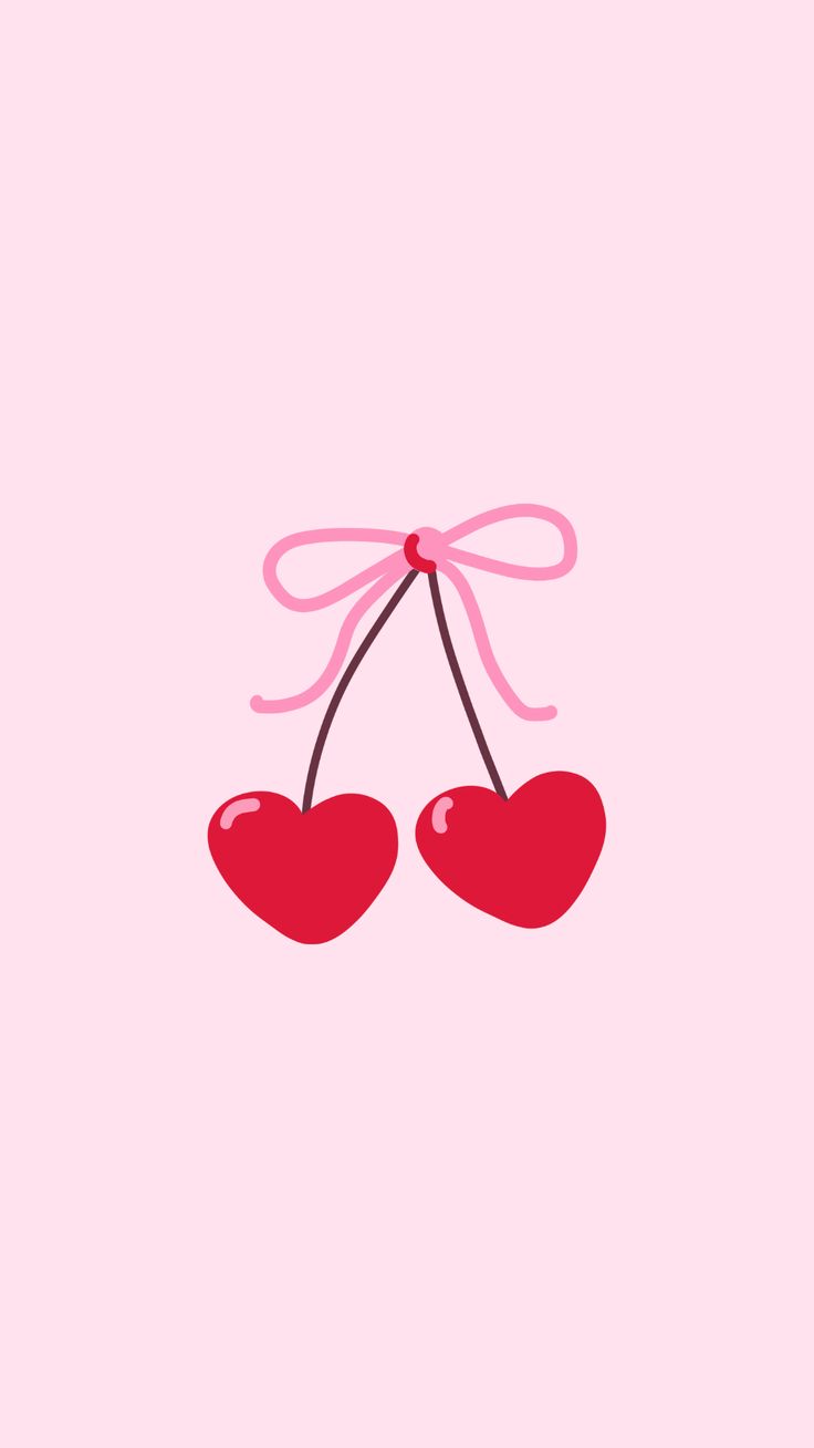 736x1308 Pink and red heart cherry iphone background. Soft Girl Aesthetic Phone Wallpaper