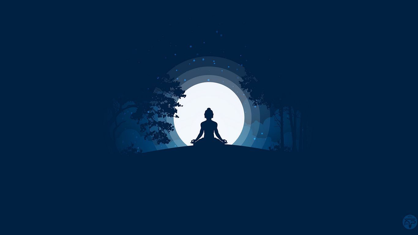 1366x768 Download wallpaper 1366x768 buddha, buddhism, meditation, harmony, silhouette tablet, laptop HD background
