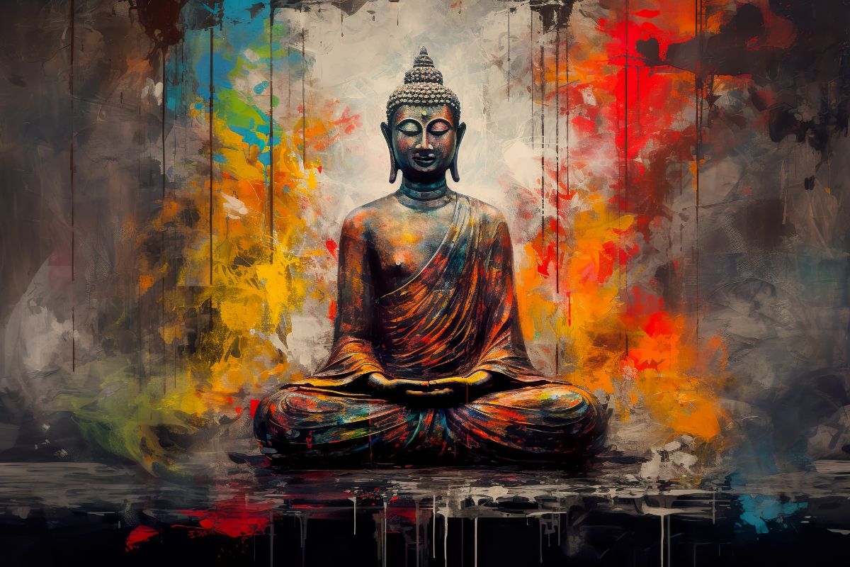 1200x800 Gilded Meditation Bliss Buddha Meditation Painting Wallpaper®